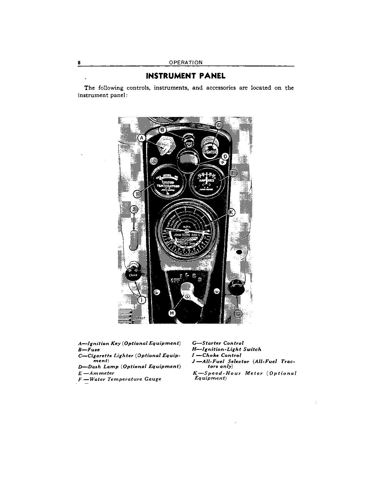 JOHN DEERE 420 TRACTOR OPERATORS MANUAL ser 125001- OMT42757