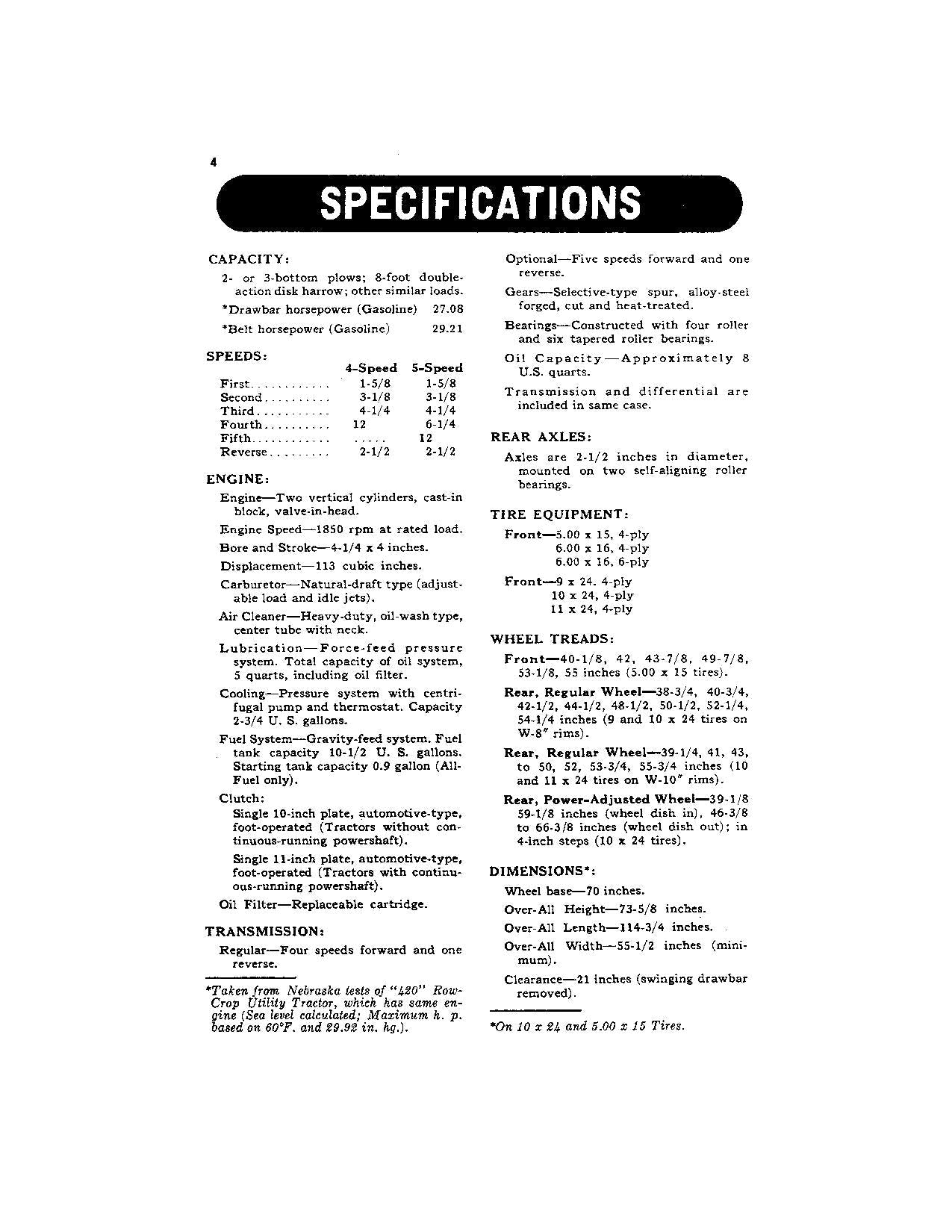 JOHN DEERE 420 TRACTOR OPERATORS MANUAL ser 125001- OMT44757