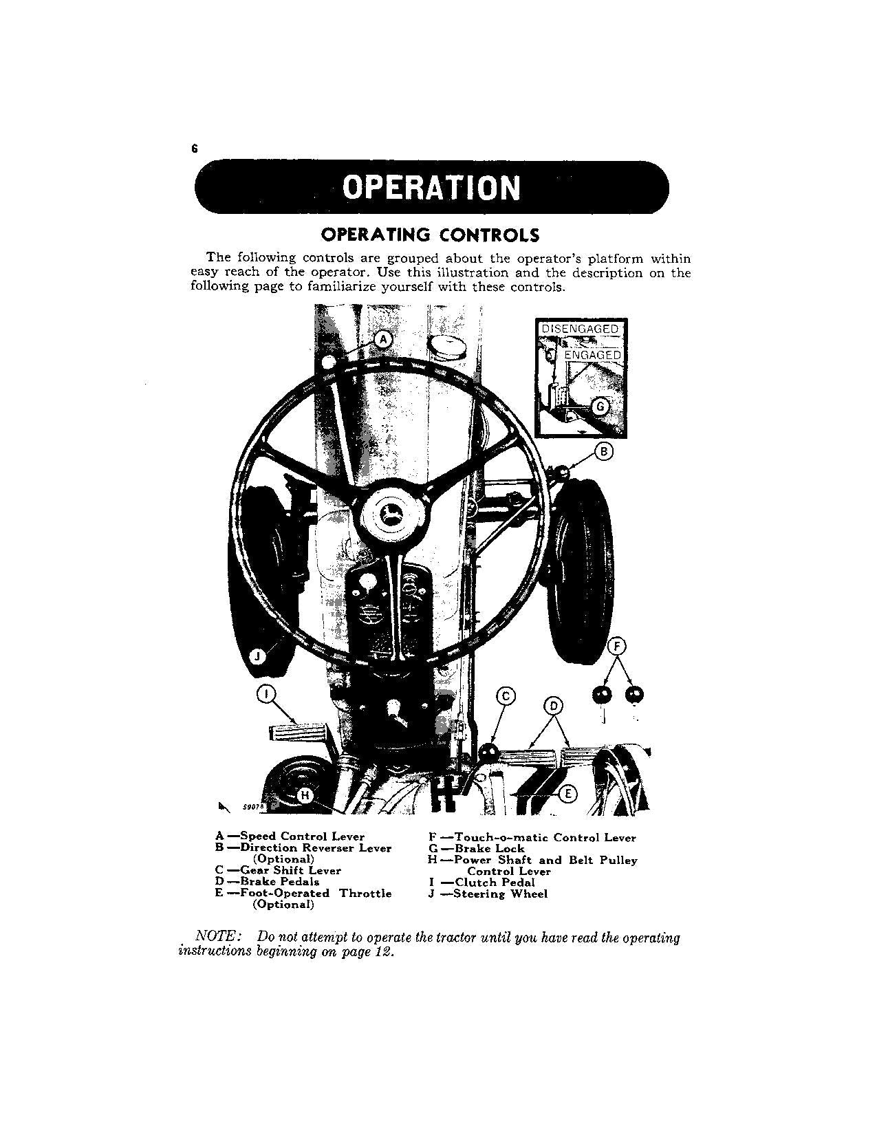 JOHN DEERE 420 TRACTOR OPERATORS MANUAL ser 125001- OMT44757