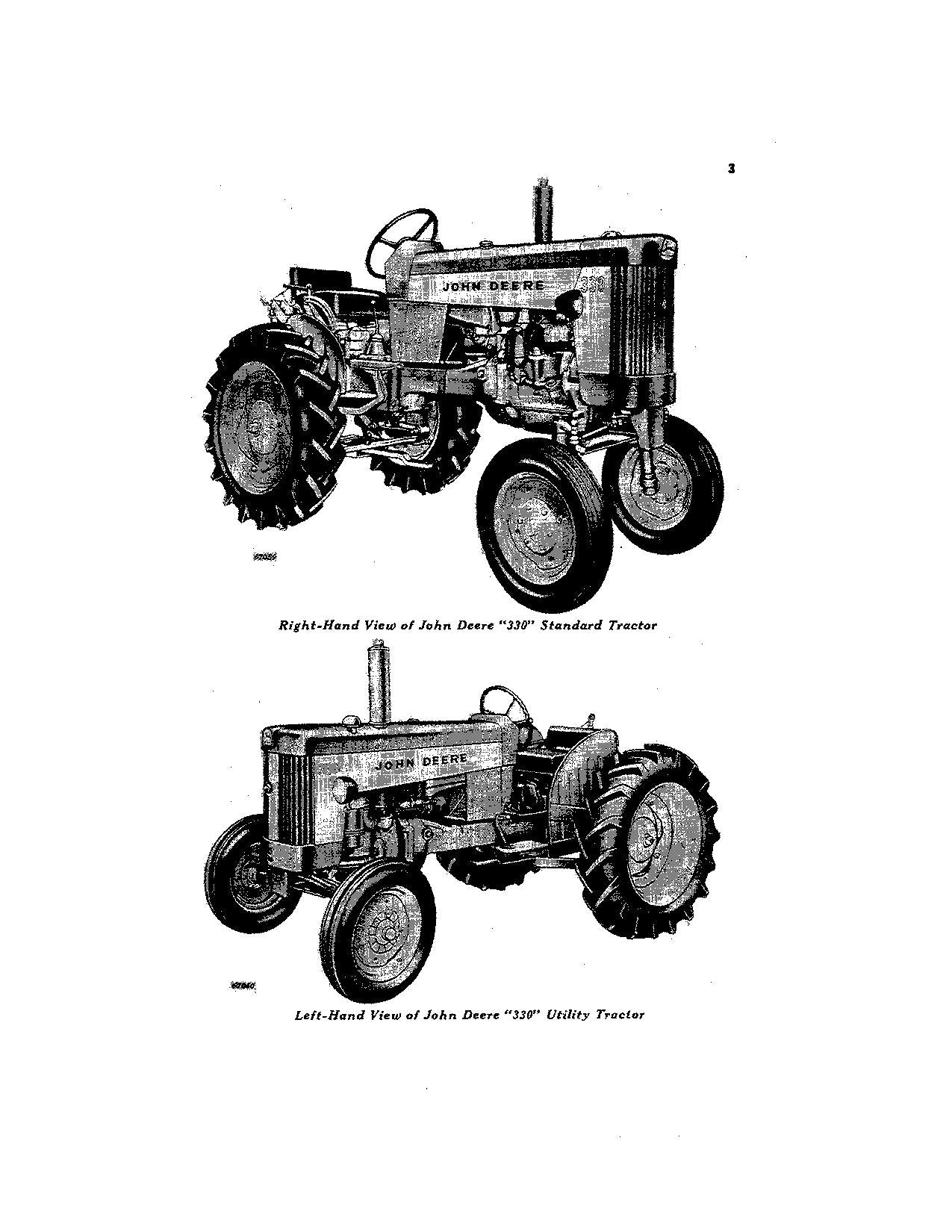 JOHN DEERE 330 STANDARD UTILITY TRACTOR OPERATORS MANUAL NORTH AMERICA