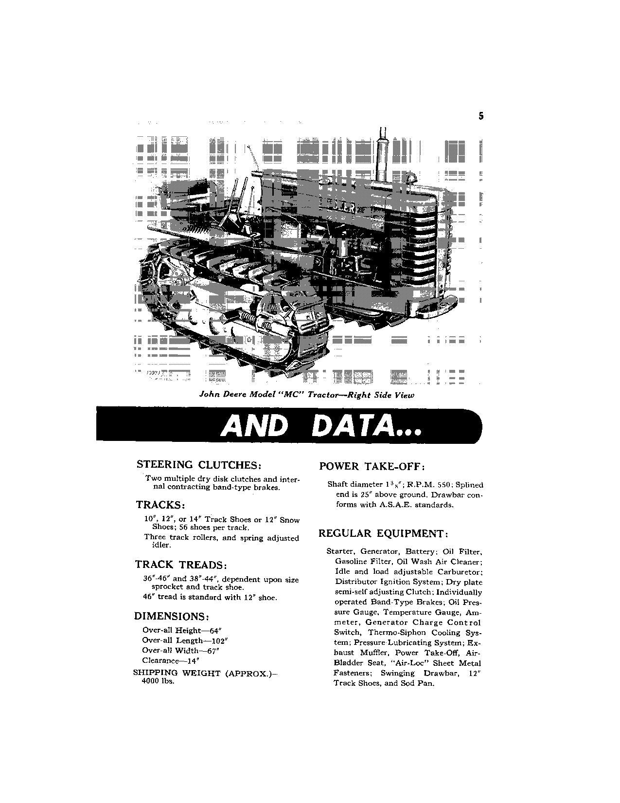 JOHN DEERE MC TRACTOR OPERATORS MANUAL