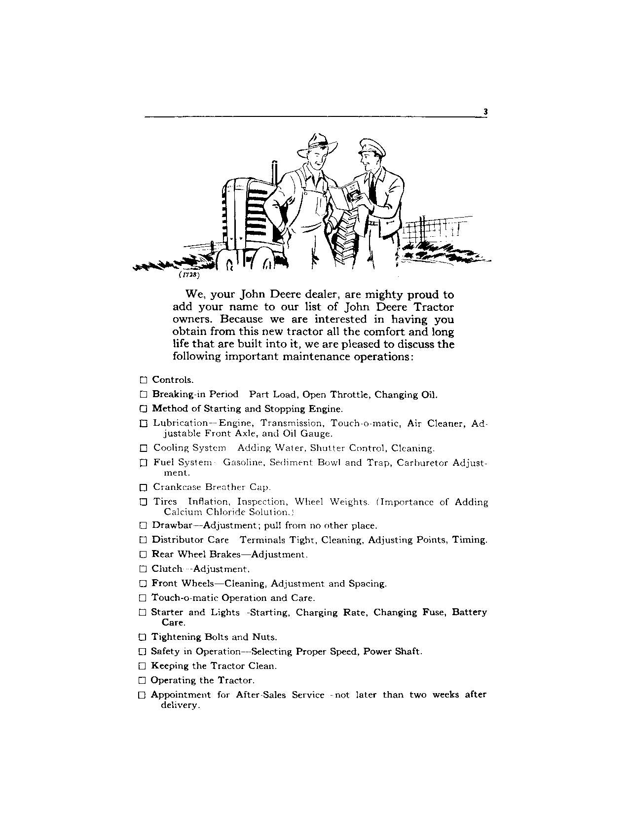 JOHN DEERE MT TRACTOR OPERATORS MANUAL