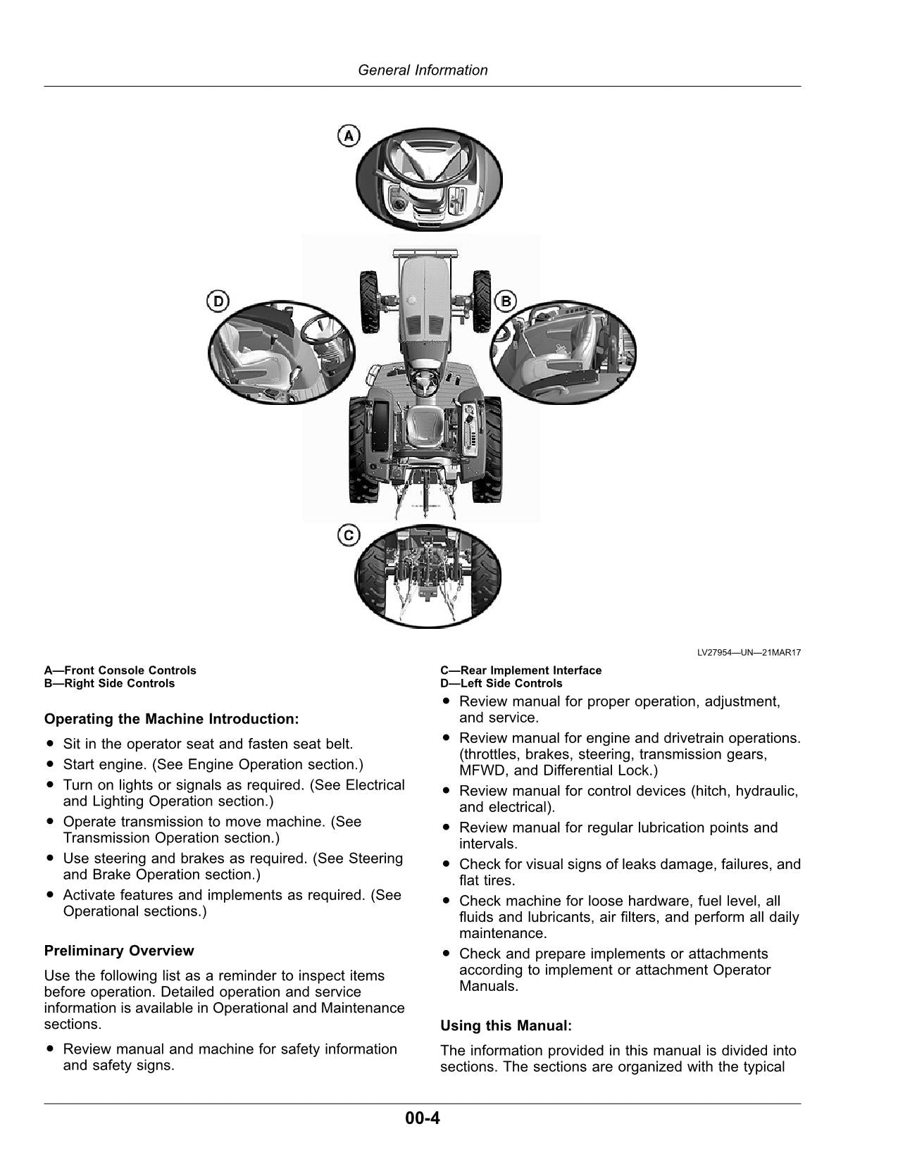 MANUEL D'UTILISATION DU TRACTEUR JOHN DEERE 4044M 4044R 4052M 4052R L100001-