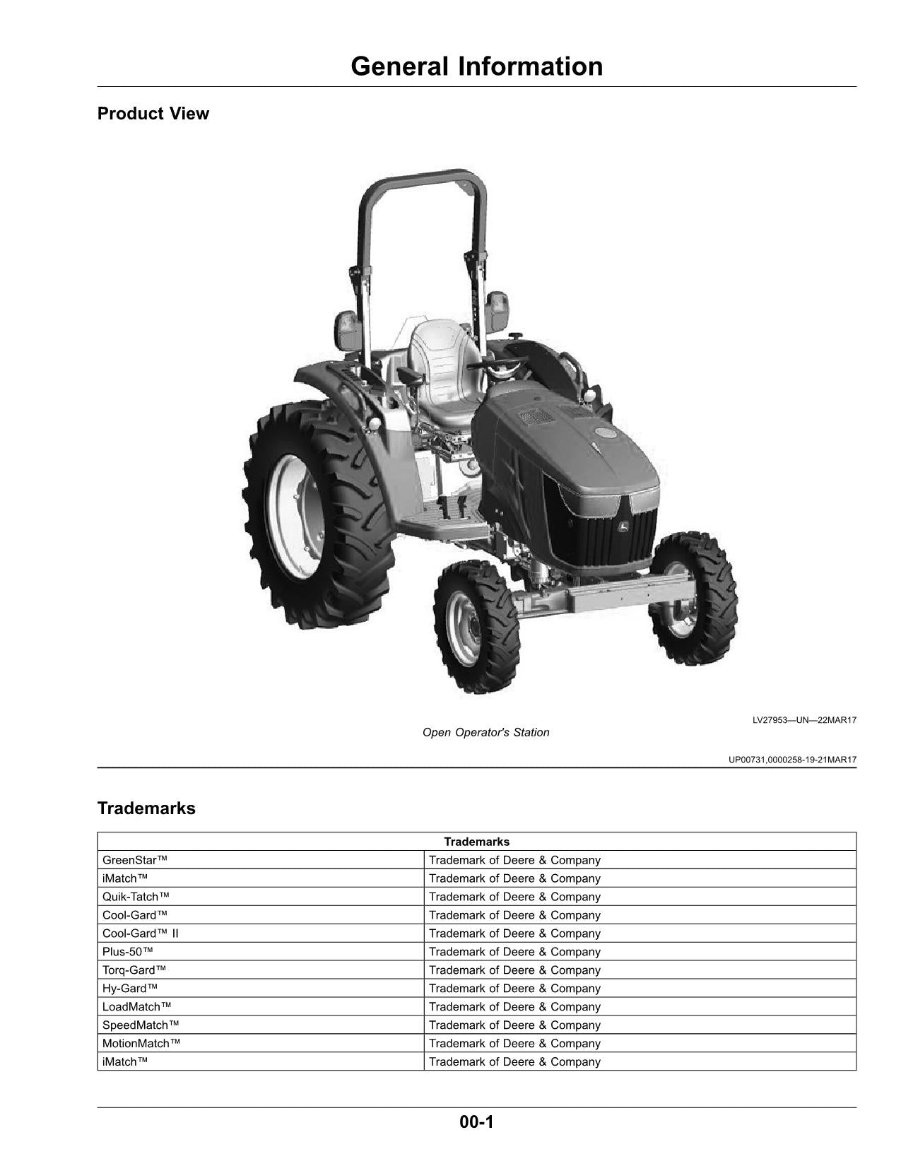 JOHN DEERE 4044M  4044R  4052M  4052R TRACTOR OPERATORS MANUAL L100001-