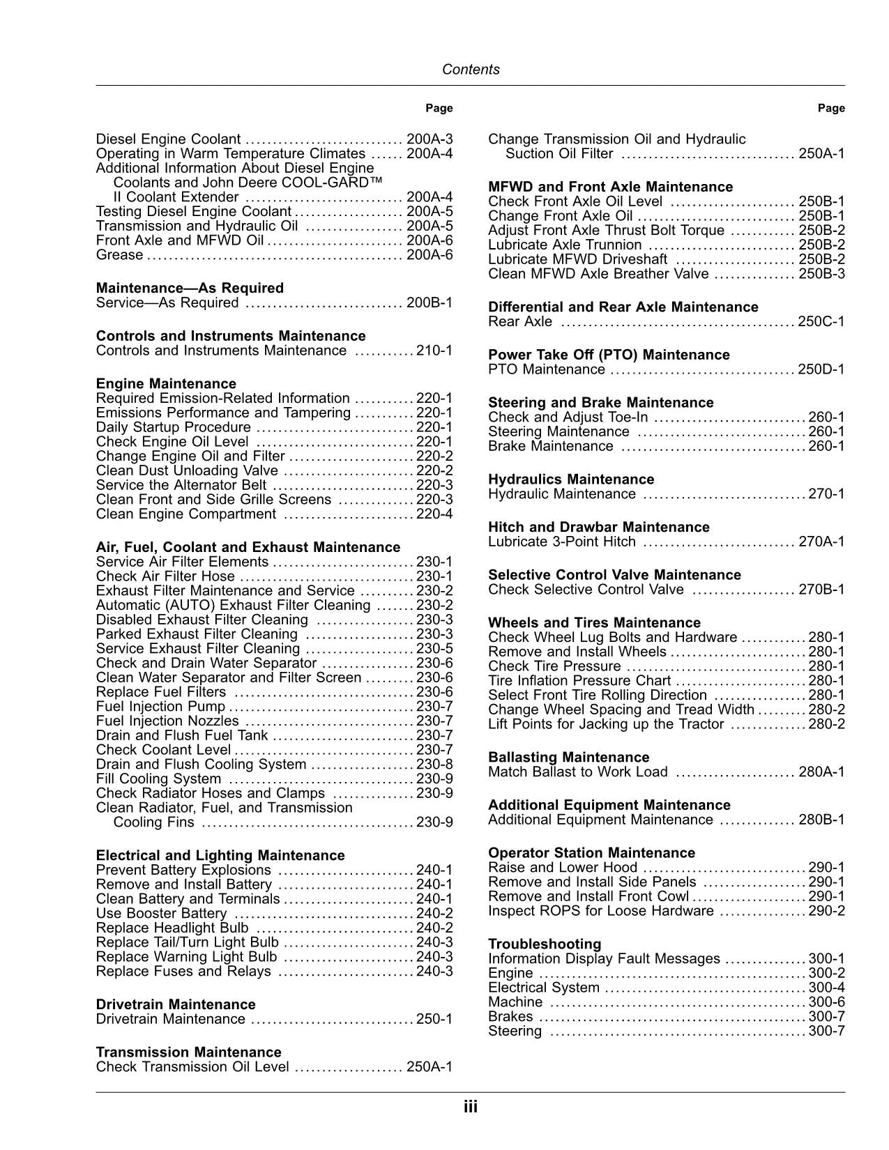 JOHN DEERE 2032R  2038R TRACTOR OPERATORS MANUAL