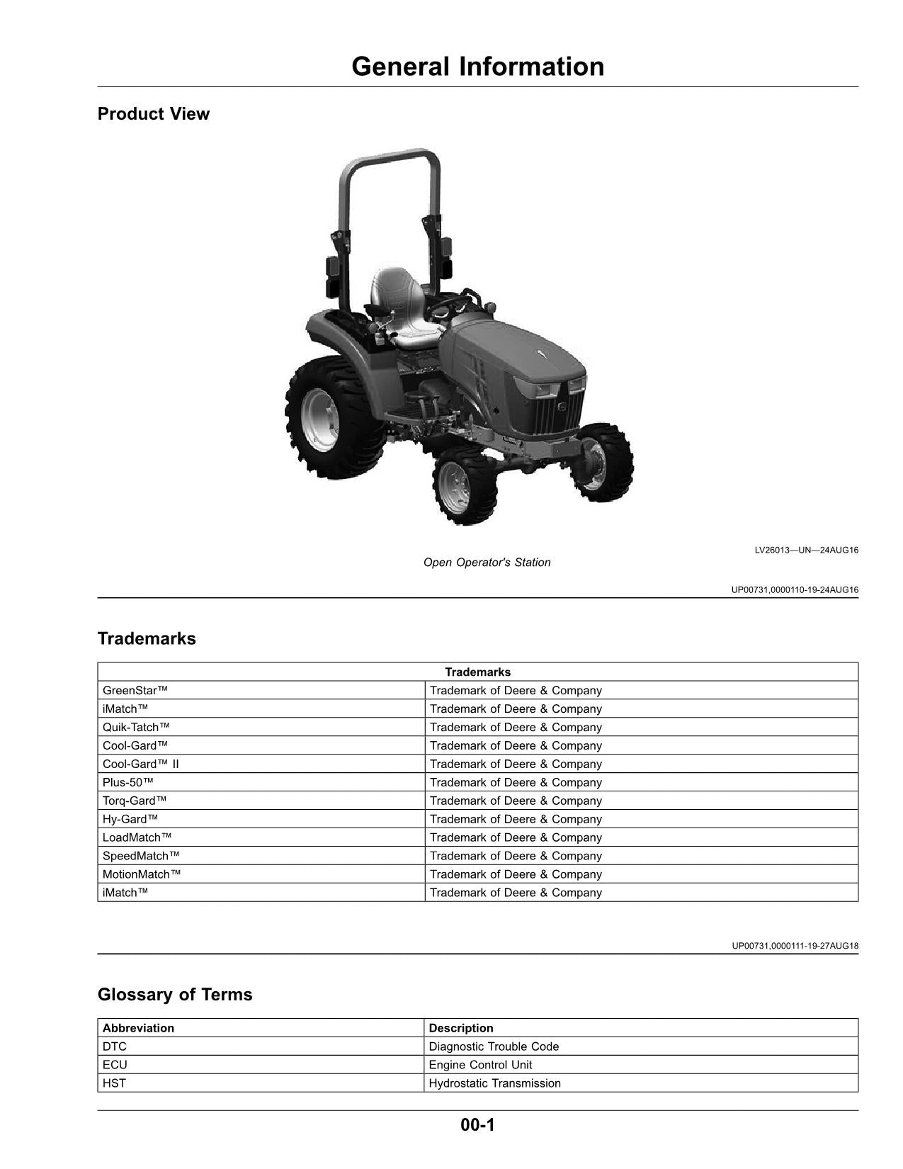 JOHN DEERE 2032R  2038R TRACTOR OPERATORS MANUAL