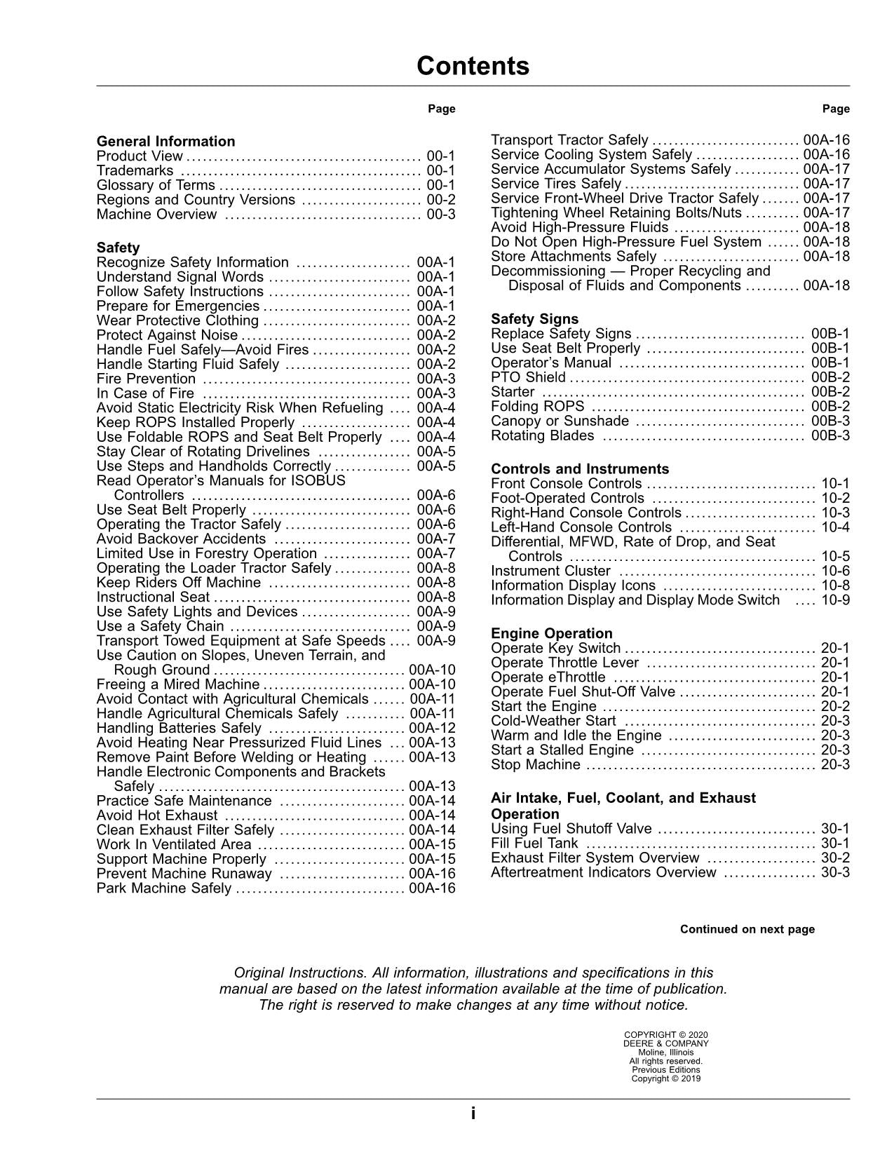 JOHN DEERE 2032R  2038R TRACTOR OPERATORS MANUAL