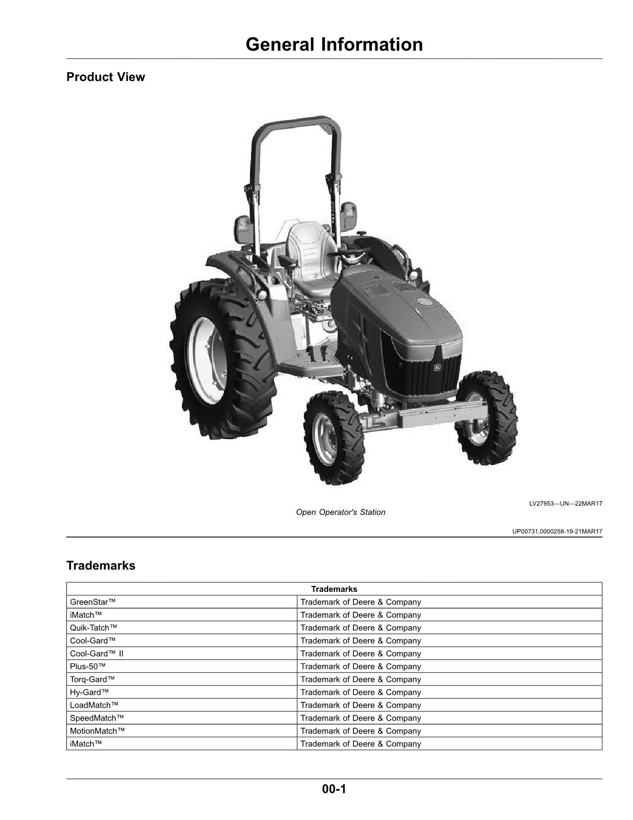 JOHN DEERE 4044M 4044R 4052M 4052R TRAKTOR-BETRIEBSHANDBUCH J100001-K999999