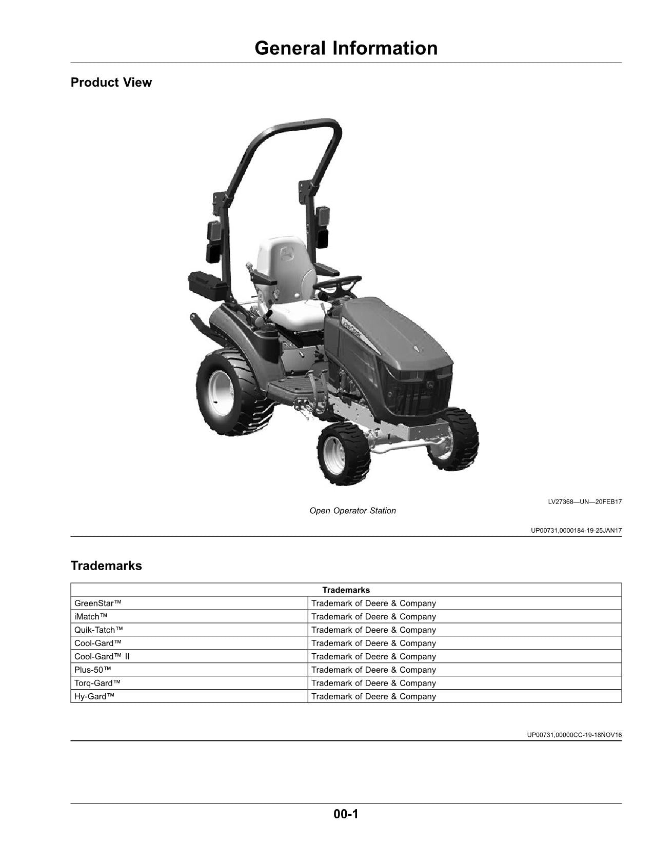 JOHN DEERE 1023E  1025R TRACTOR OPERATORS MANUAL