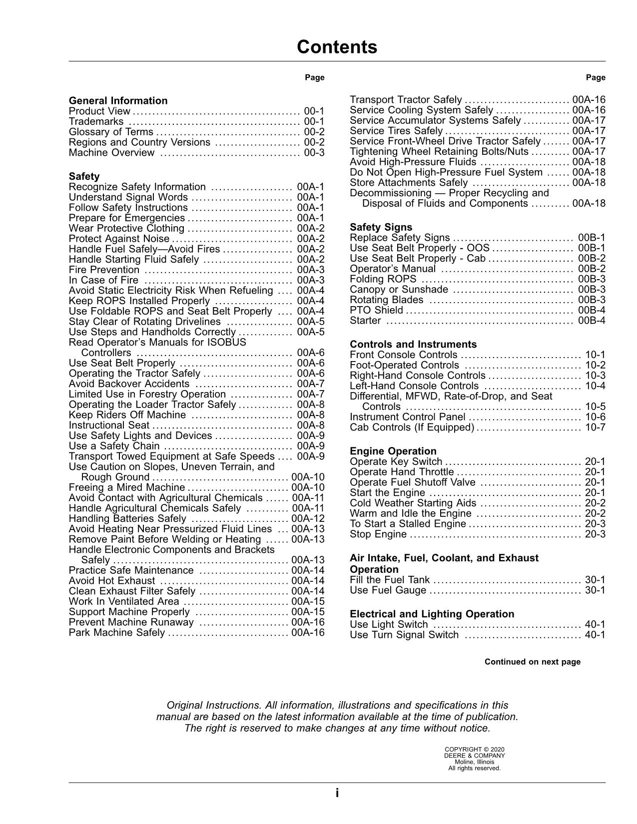 JOHN DEERE 1023E  1025R TRACTOR OPERATORS MANUAL