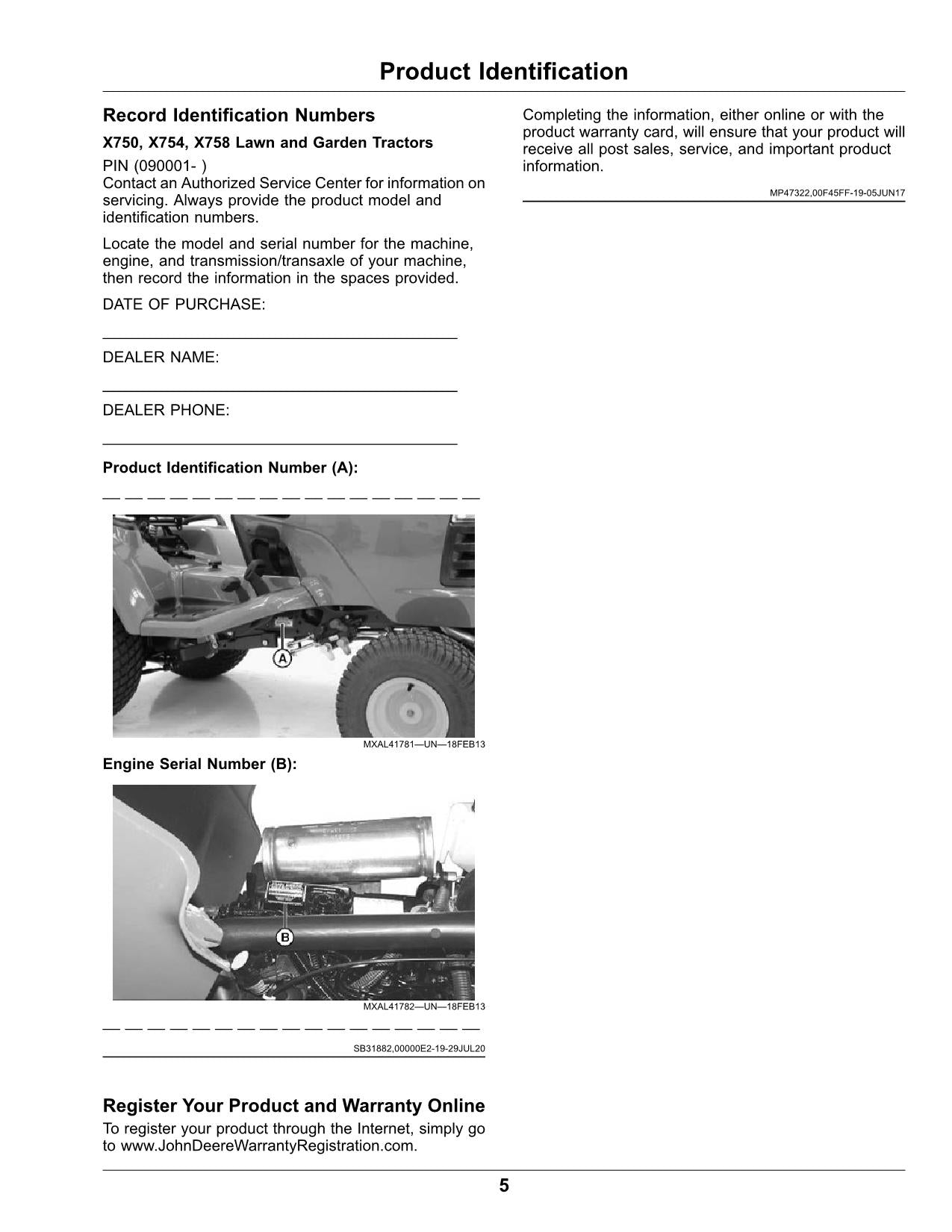 JOHN DEERE X750  X754  X758 TRACTOR OPERATORS MANUAL SER 090001-