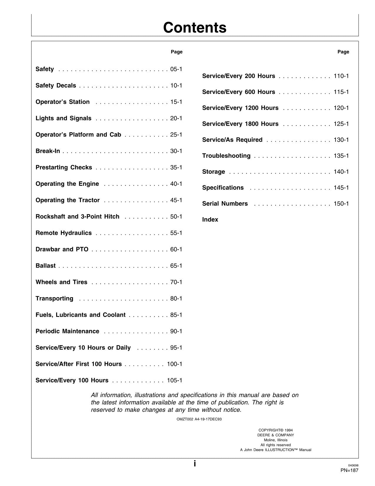 JOHN DEERE 2700 2800 2900 TRACTOR OPERATORS MANUAL