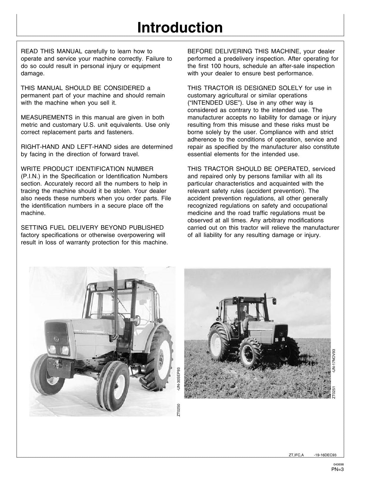 JOHN DEERE 2700 2800 2900 TRACTOR OPERATORS MANUAL