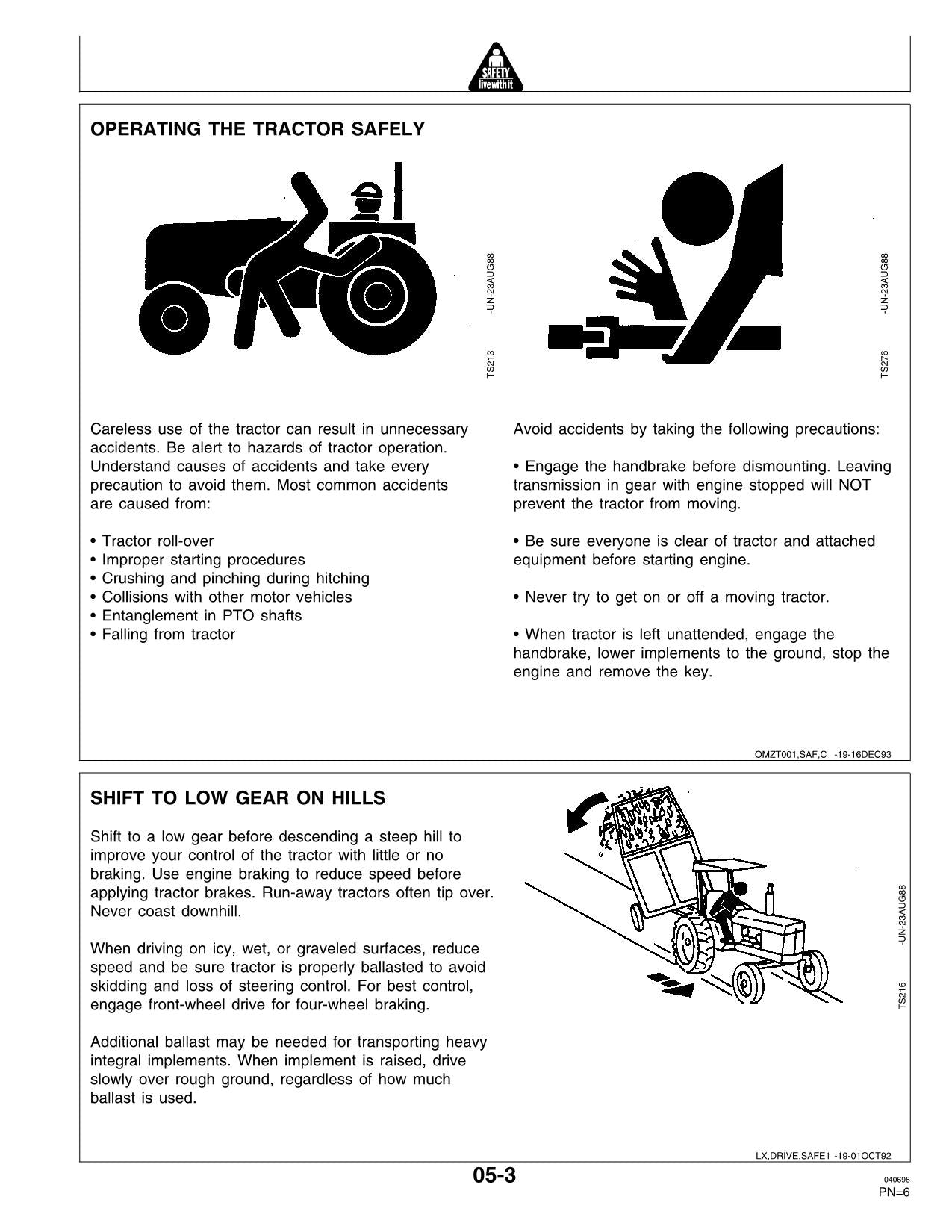 JOHN DEERE 2700 2800 2900 TRAKTOR-BETRIEBSHANDBUCH