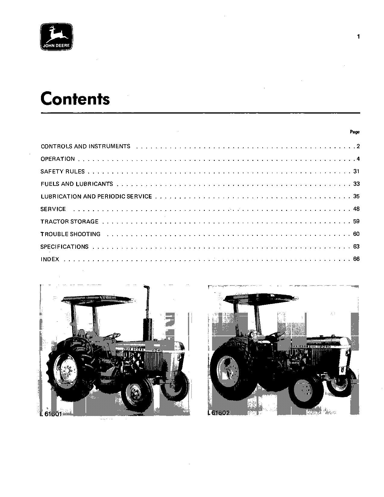 MANUEL D'UTILISATION DU TRACTEUR JOHN DEERE 2040