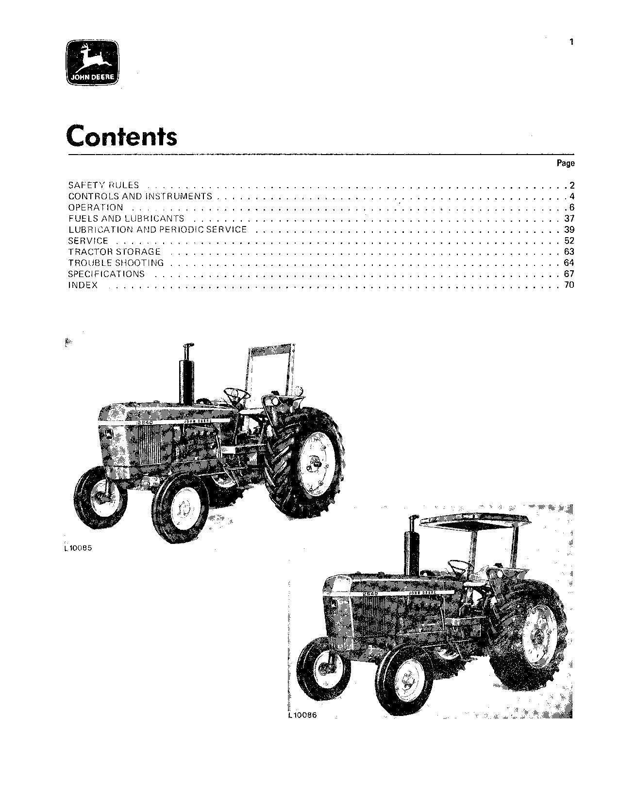 JOHN DEERE 2840 TRAKTOR BEDIENUNGSANLEITUNG