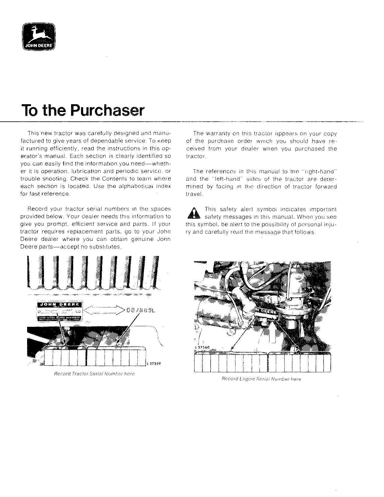 JOHN DEERE 1530 TRACTOR OPERATORS MANUAL