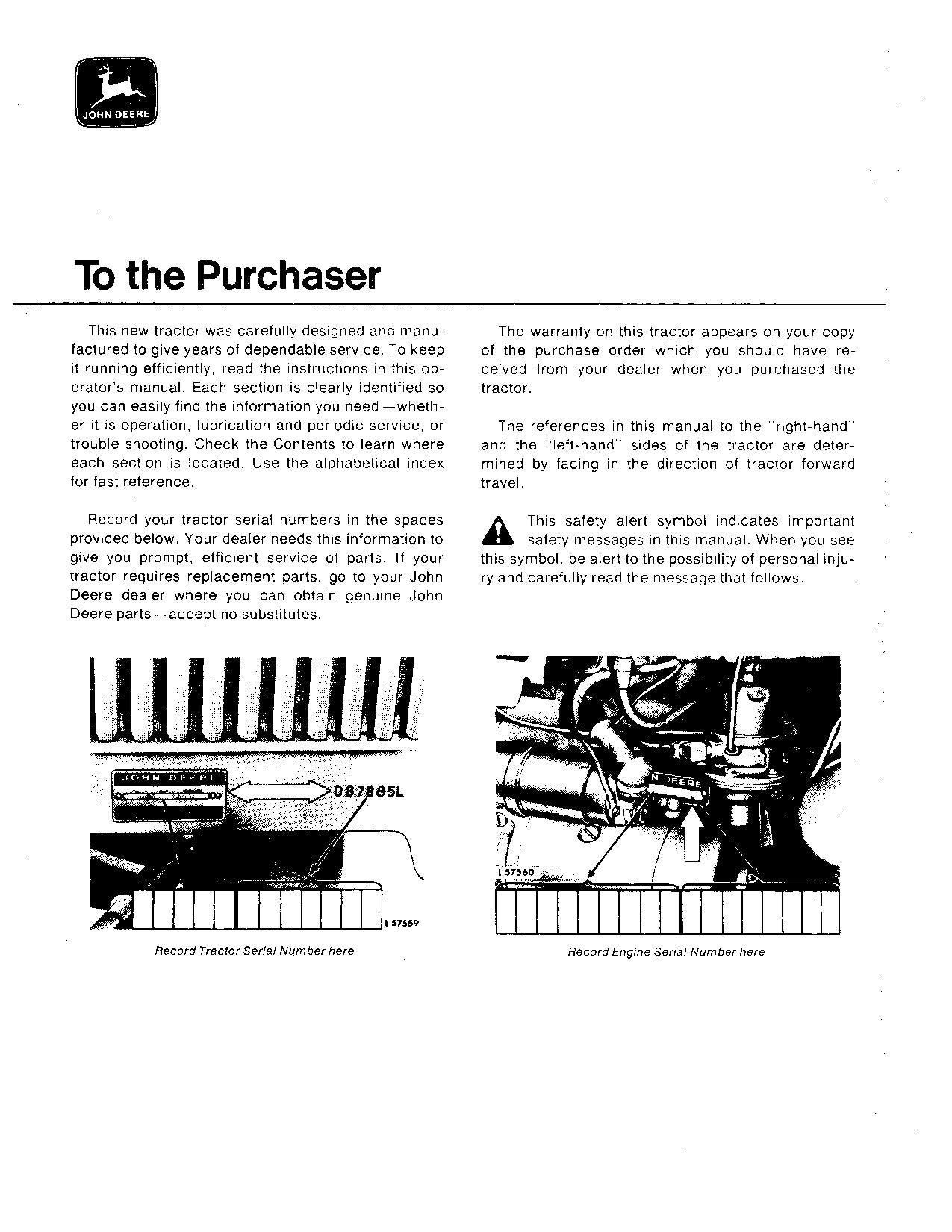 JOHN DEERE 830 TRACTOR OPERATORS MANUAL 100001-