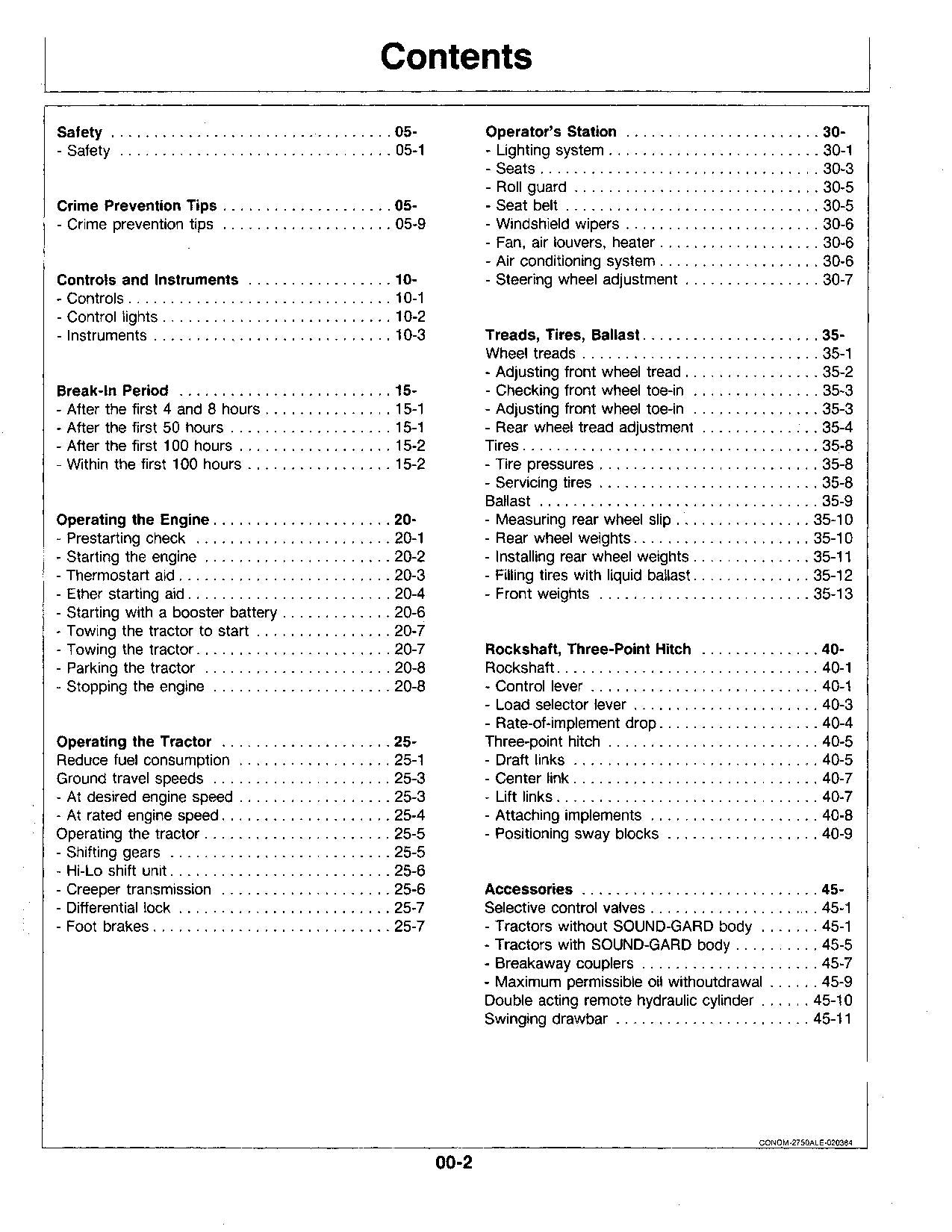 JOHN DEERE 2750 INDUSTRIAL EQUIPMENT TRACTOR OPERATORS MANUAL NORTH AMERICA