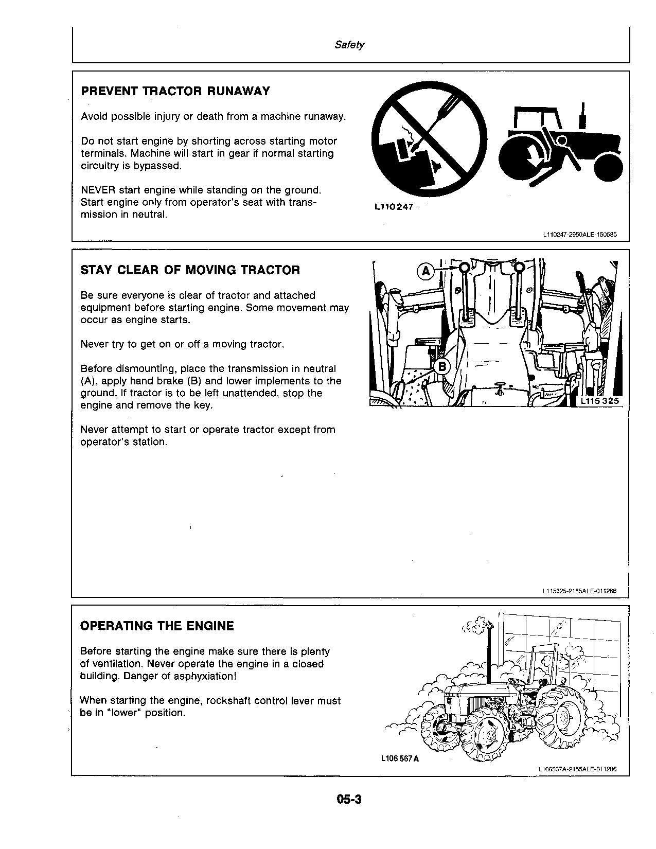 JOHN DEERE 2155 TRACTOR OPERATORS MANUAL