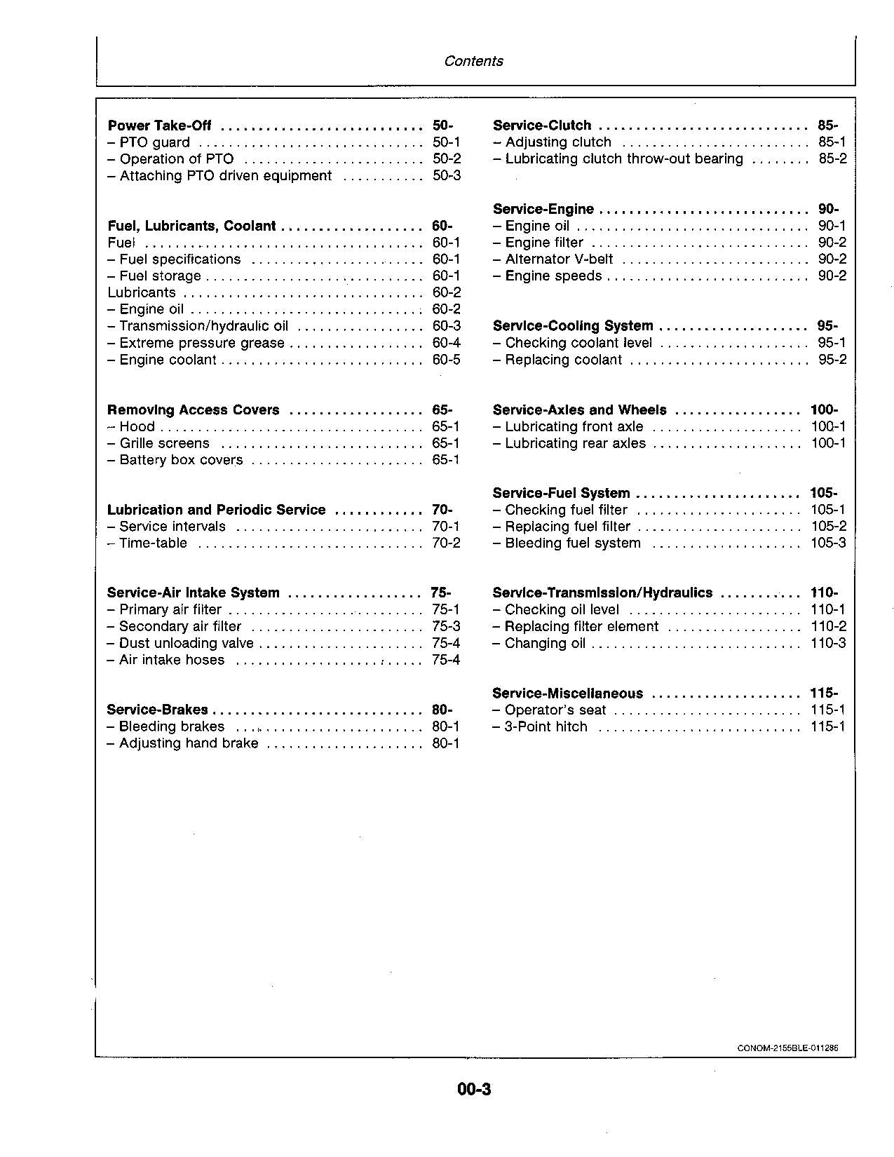 JOHN DEERE 2155 TRACTOR OPERATORS MANUAL