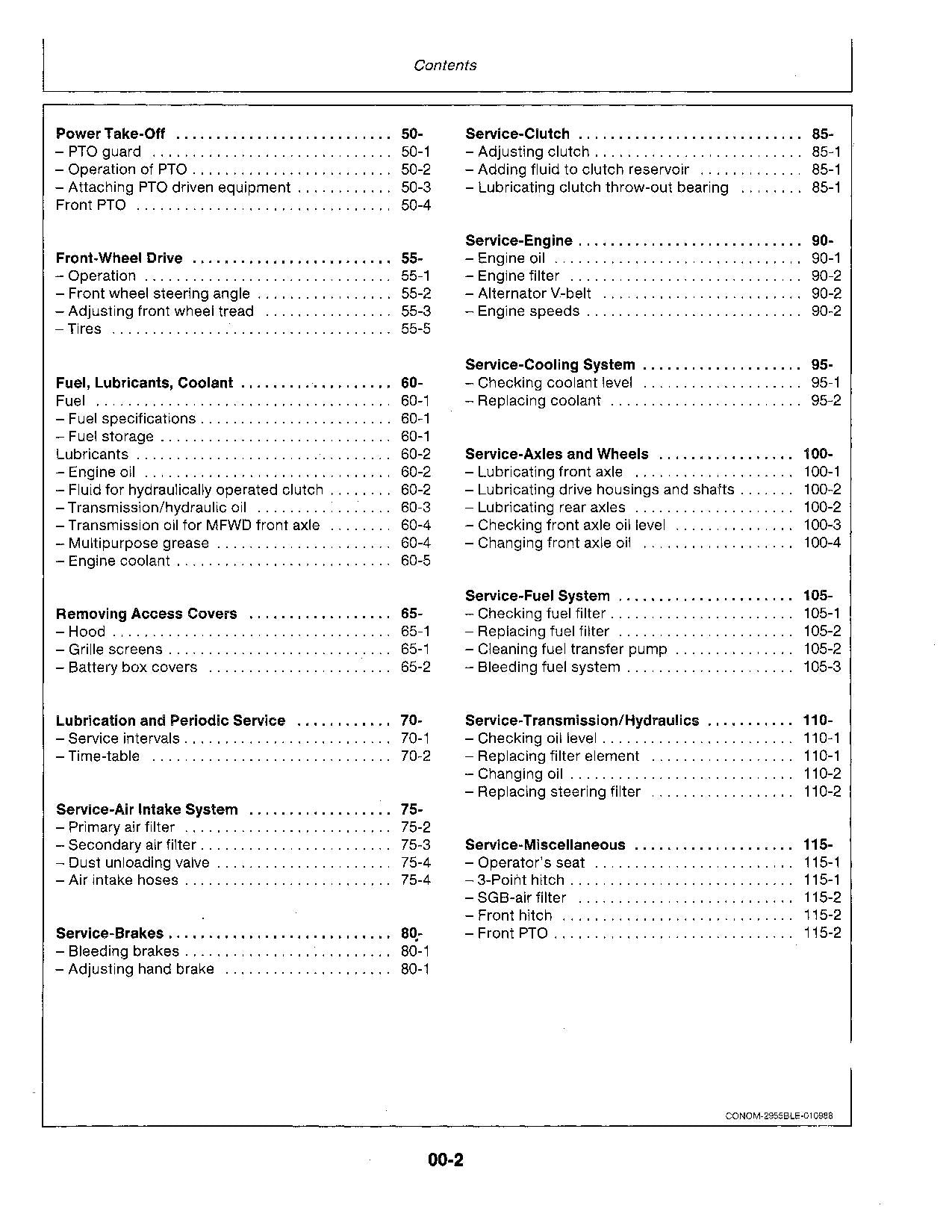 JOHN DEERE 2955 TRAKTOR-BEDIENUNGSANLEITUNG 0-739999