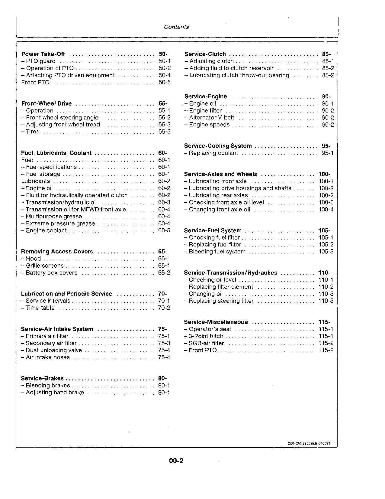 MANUEL D'UTILISATION DU TRACTEUR JOHN DEERE 2355 2555 SER 730000L-