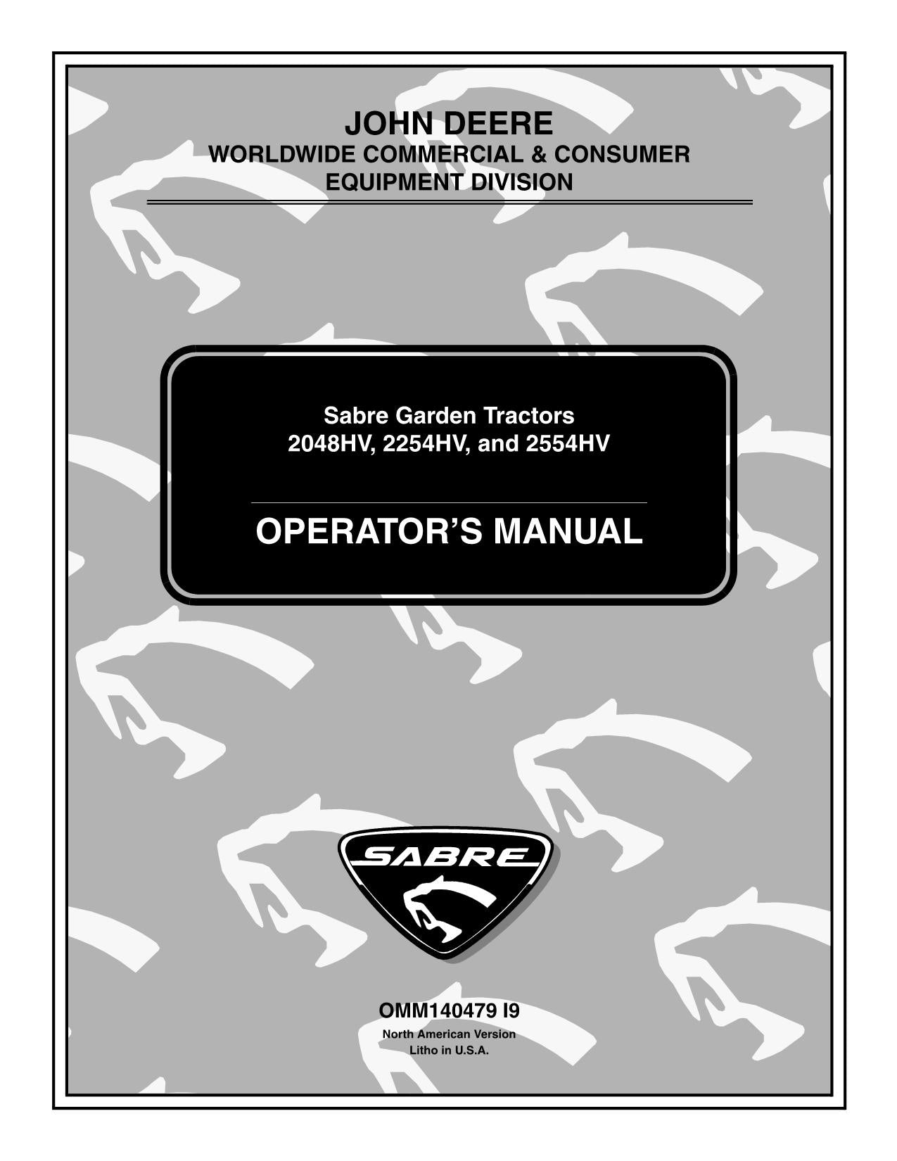 JOHN DEERE SABRE 2048HV SABRE 2254HV SABRE 2554HV TRACTOR OPERATORS MANUAL