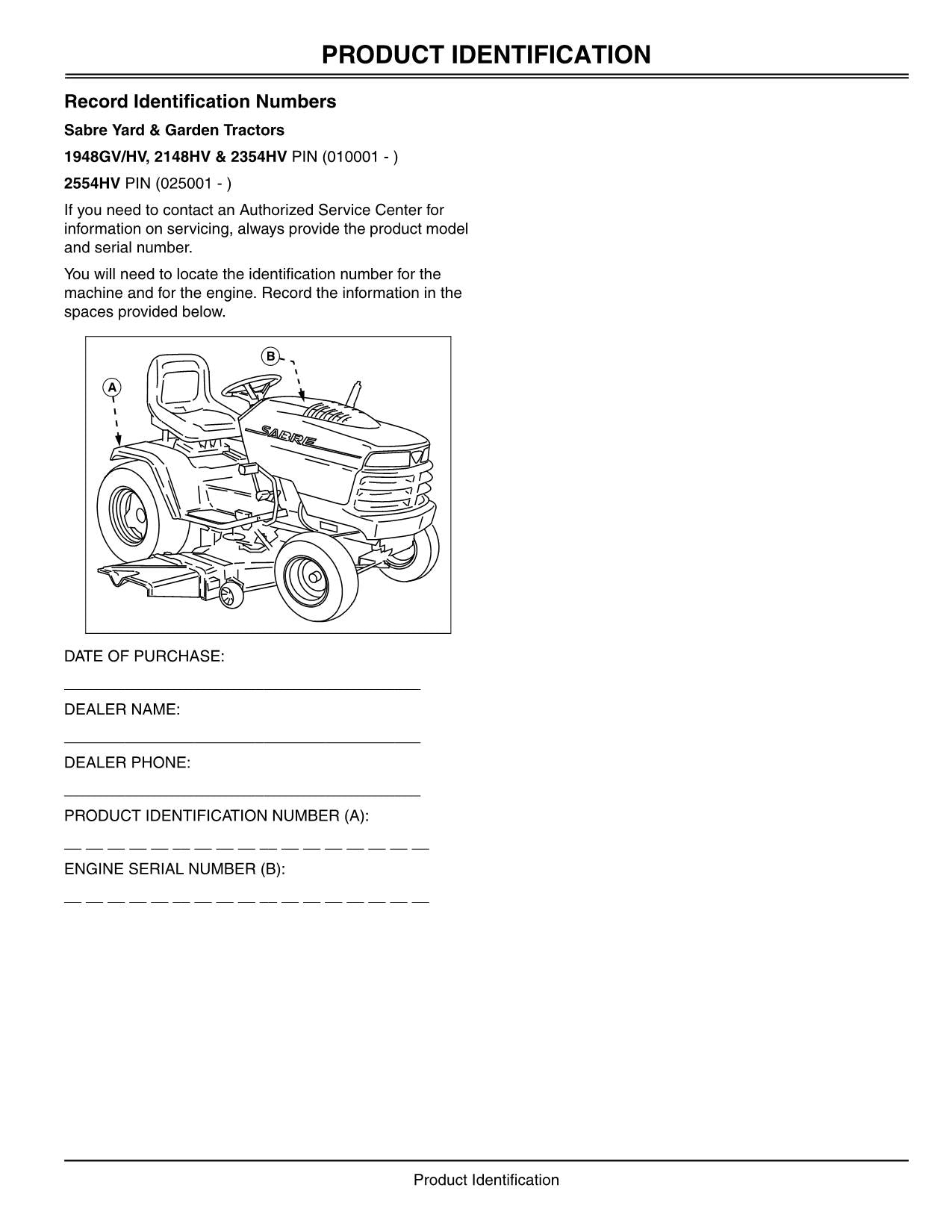 JOHN DEERE SABRE 2554HV TRAKTOR-BETRIEBSHANDBUCH