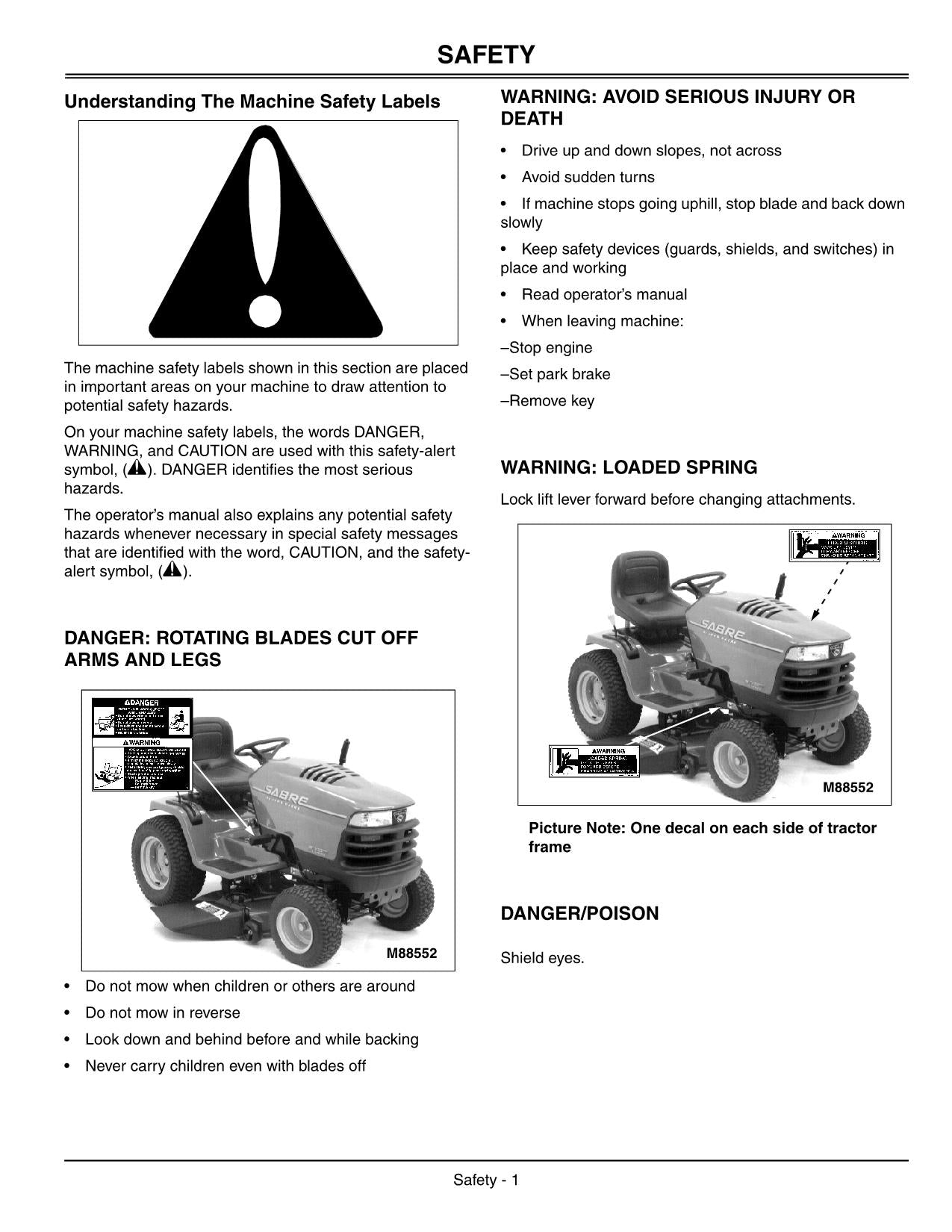 JOHN DEERE SABRE 2554HV TRAKTOR-BETRIEBSHANDBUCH