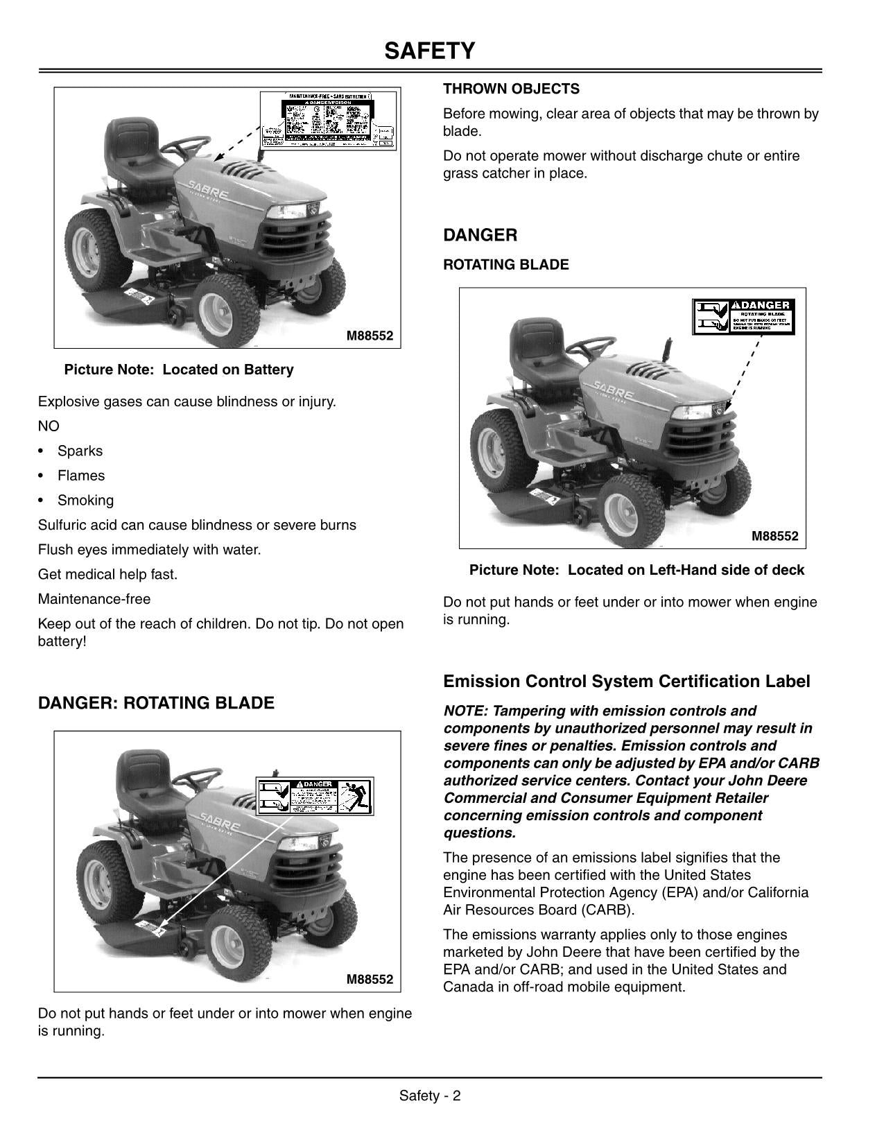 JOHN DEERE SABRE 2554HV TRAKTOR-BETRIEBSHANDBUCH