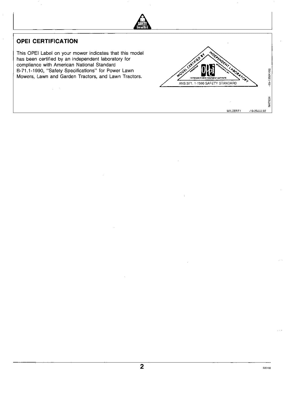 JOHN DEERE STX38 TRACTOR OPERATORS MANUAL 010001-160000