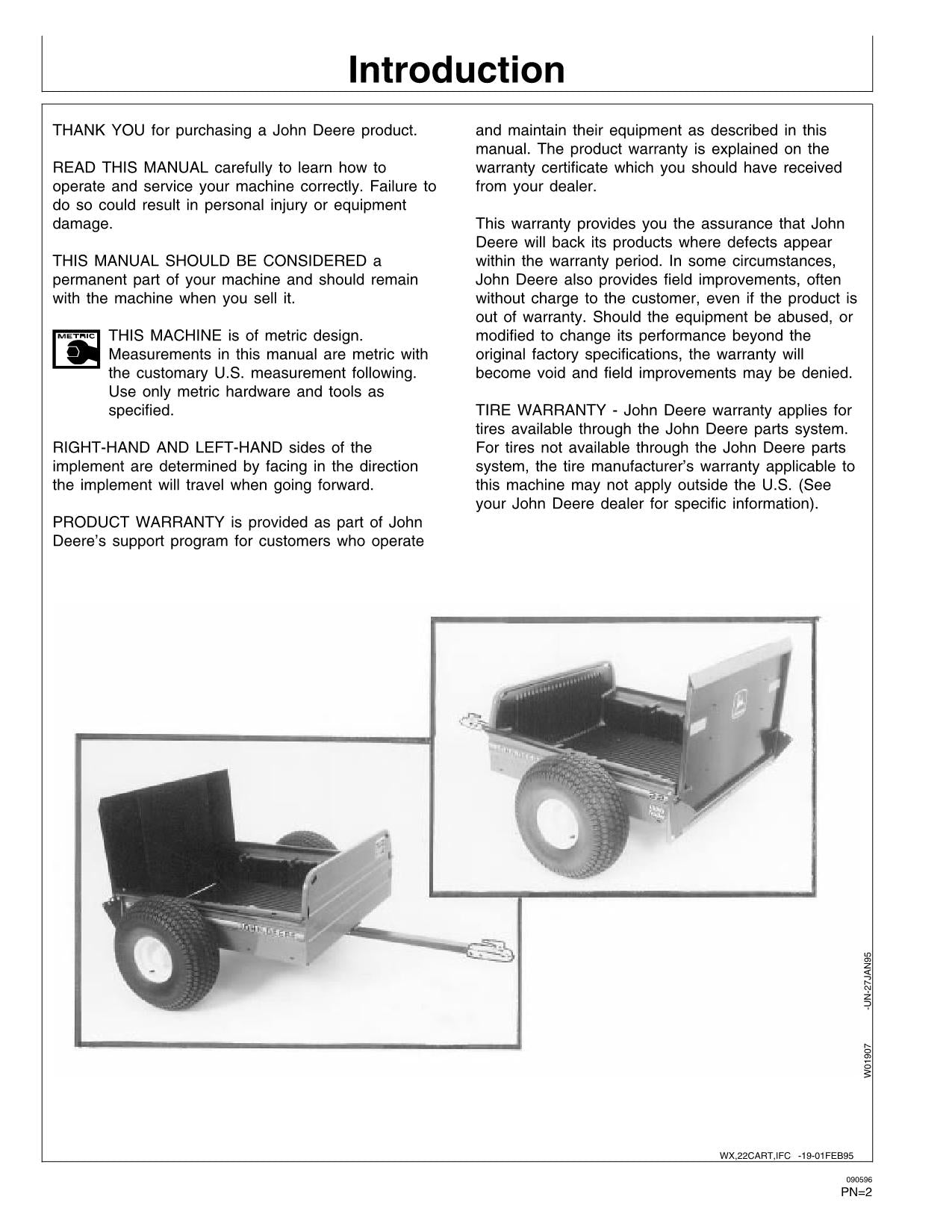 JOHN DEERE 22 TRACTOR OPERATORS MANUAL