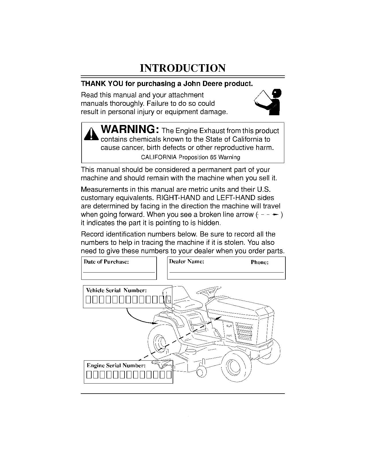 JOHN DEERE STX38 STX46 TRAKTOR BEDIENUNGSANLEITUNG 270001-