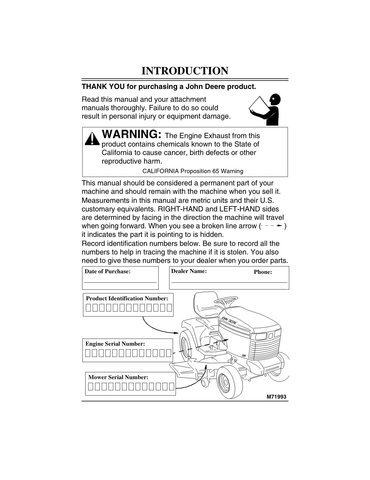 JOHN DEERE 325 345 TRAKTOR-BETRIEBSHANDBUCH