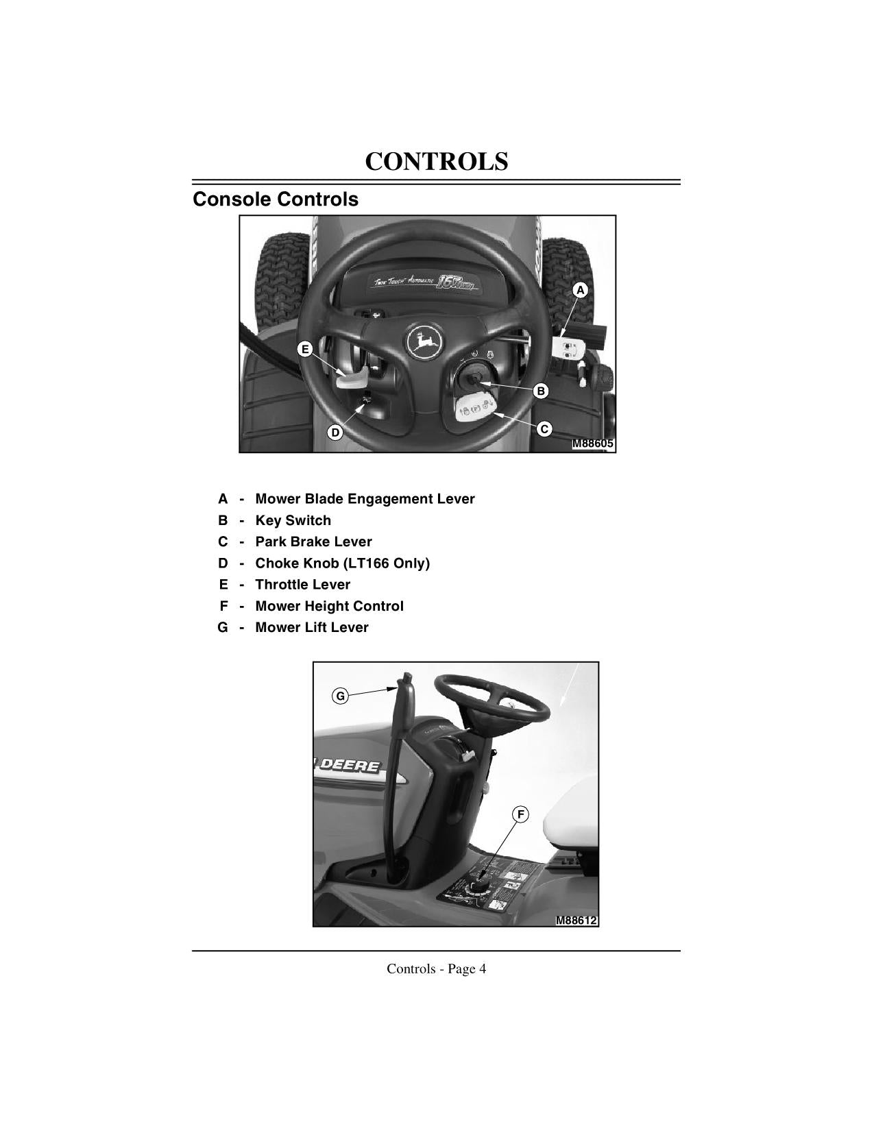 MANUEL D'UTILISATION DU TRACTEUR JOHN DEERE LT133 LT155 LT166 010001-045000