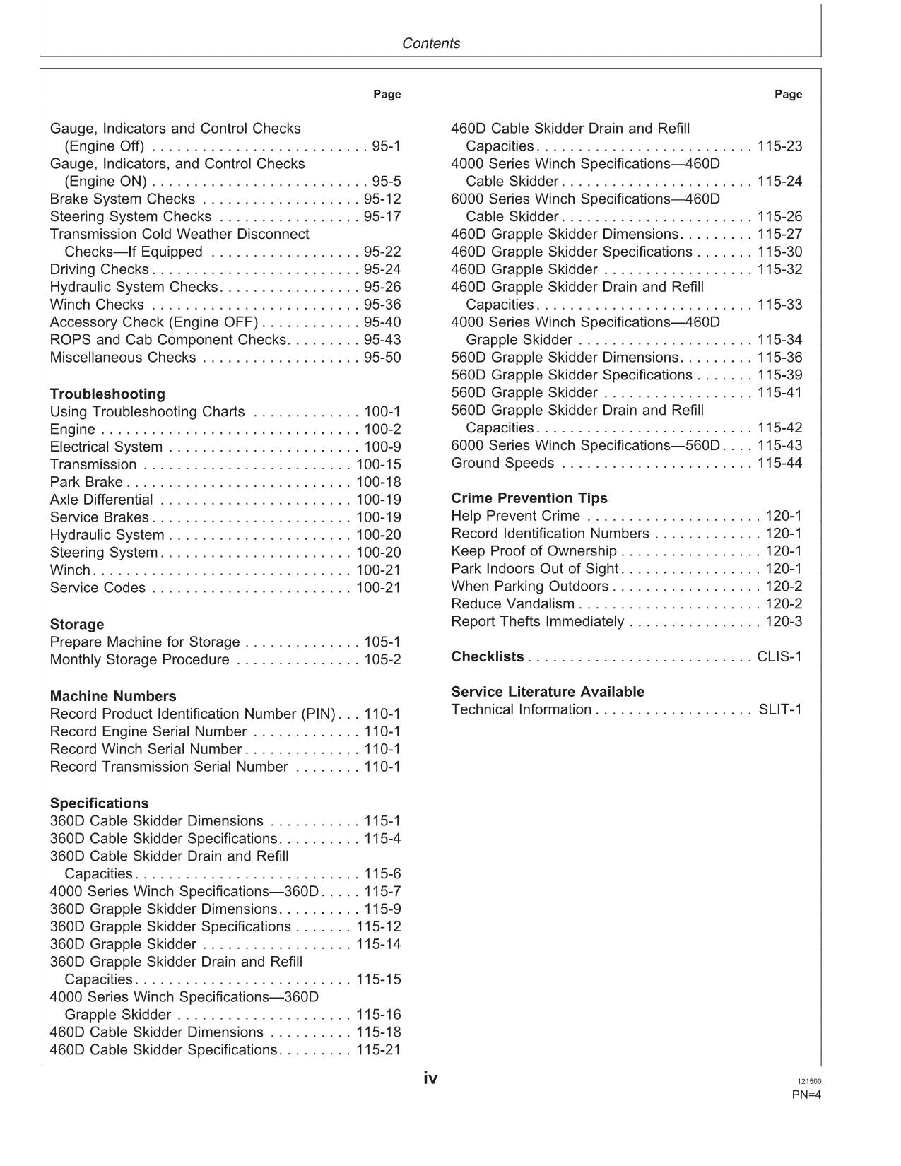 JOHN DEERE 360D 460D 560D SKIDDER OPERATORS MANUAL