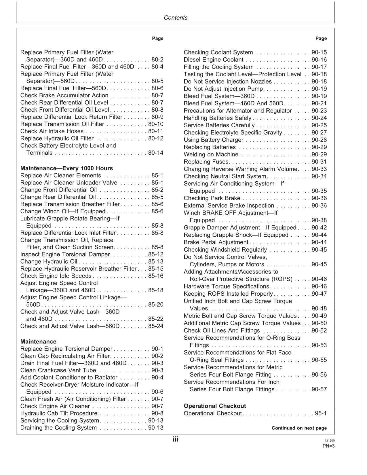 JOHN DEERE 360D 460D 560D SKIDDER OPERATORS MANUAL