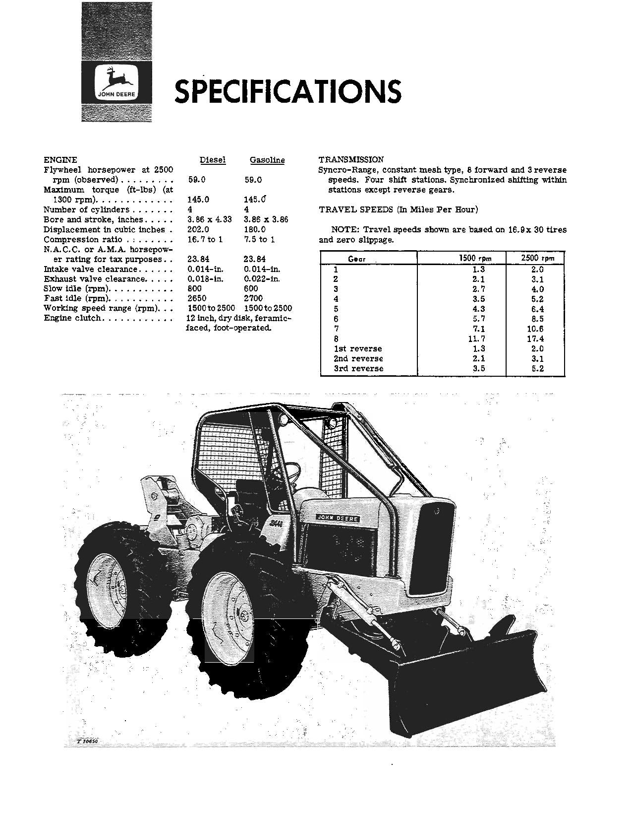 JOHN DEERE 440 SKIDDER OPERATORS MANUAL #1