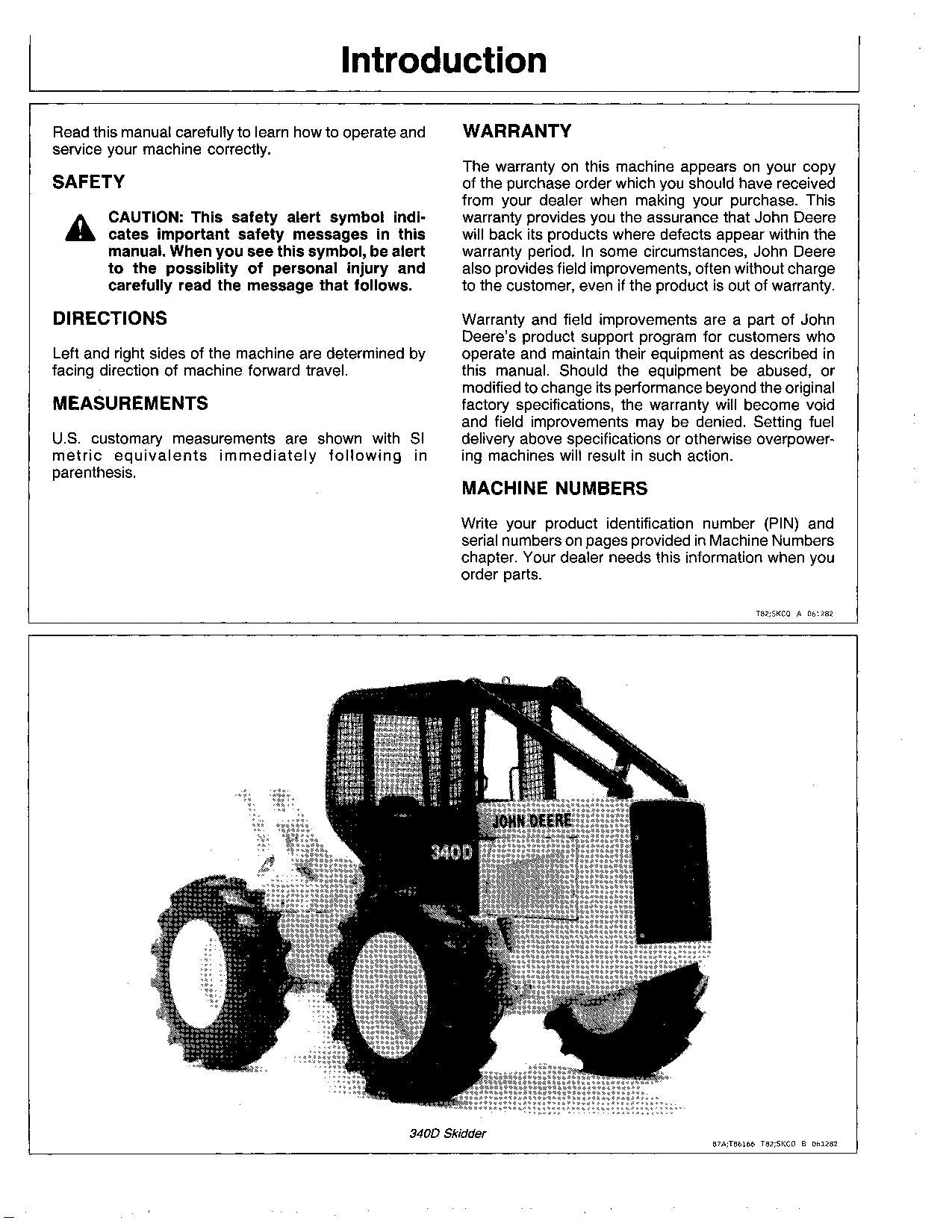 MANUEL D'UTILISATION DU DÉBUSQUEUR JOHN DEERE 340D