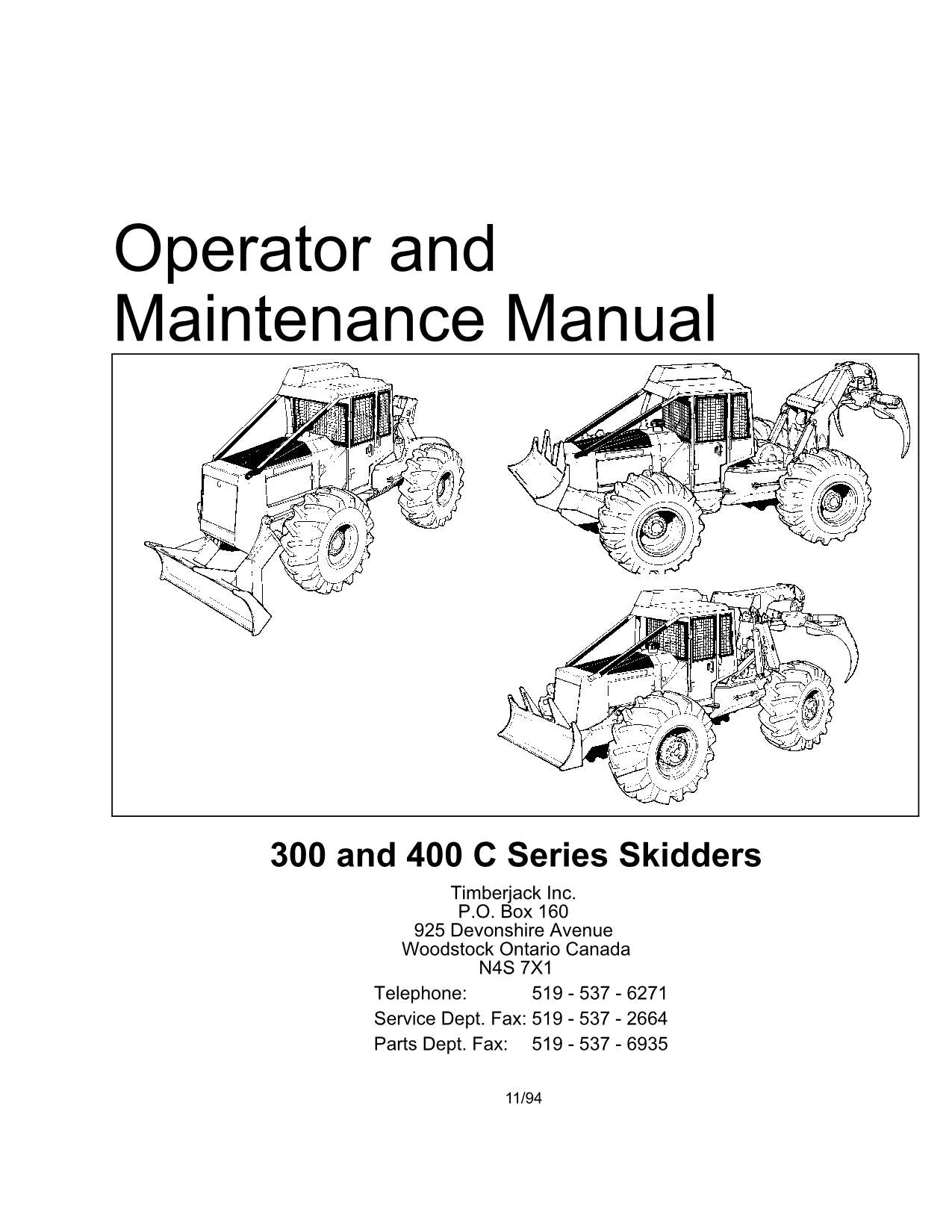 JOHN DEERE 480C 450C 380C SKIDDER OPERATORS MANUAL