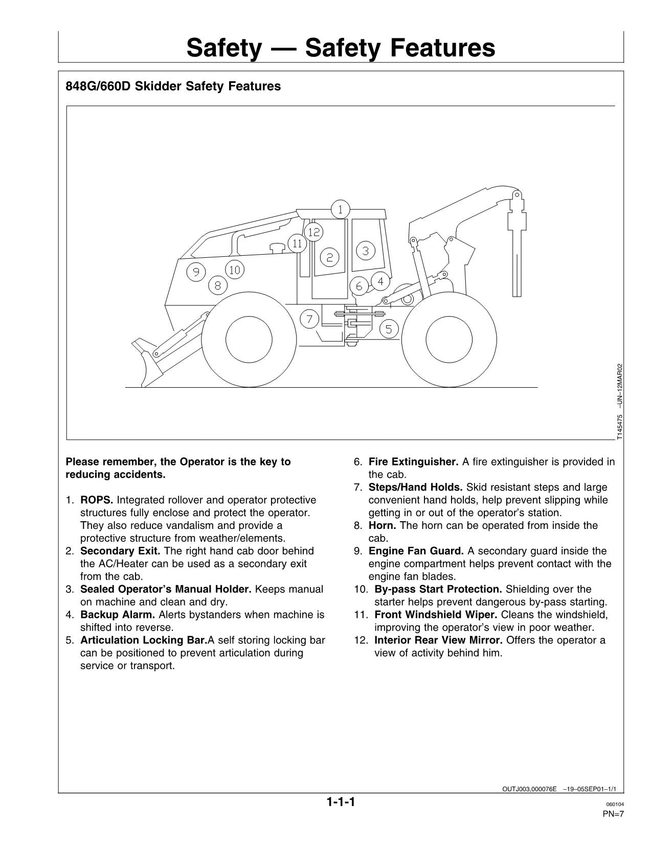 JOHN DEERE 848G 660D SKIDDER OPERATORS MANUAL