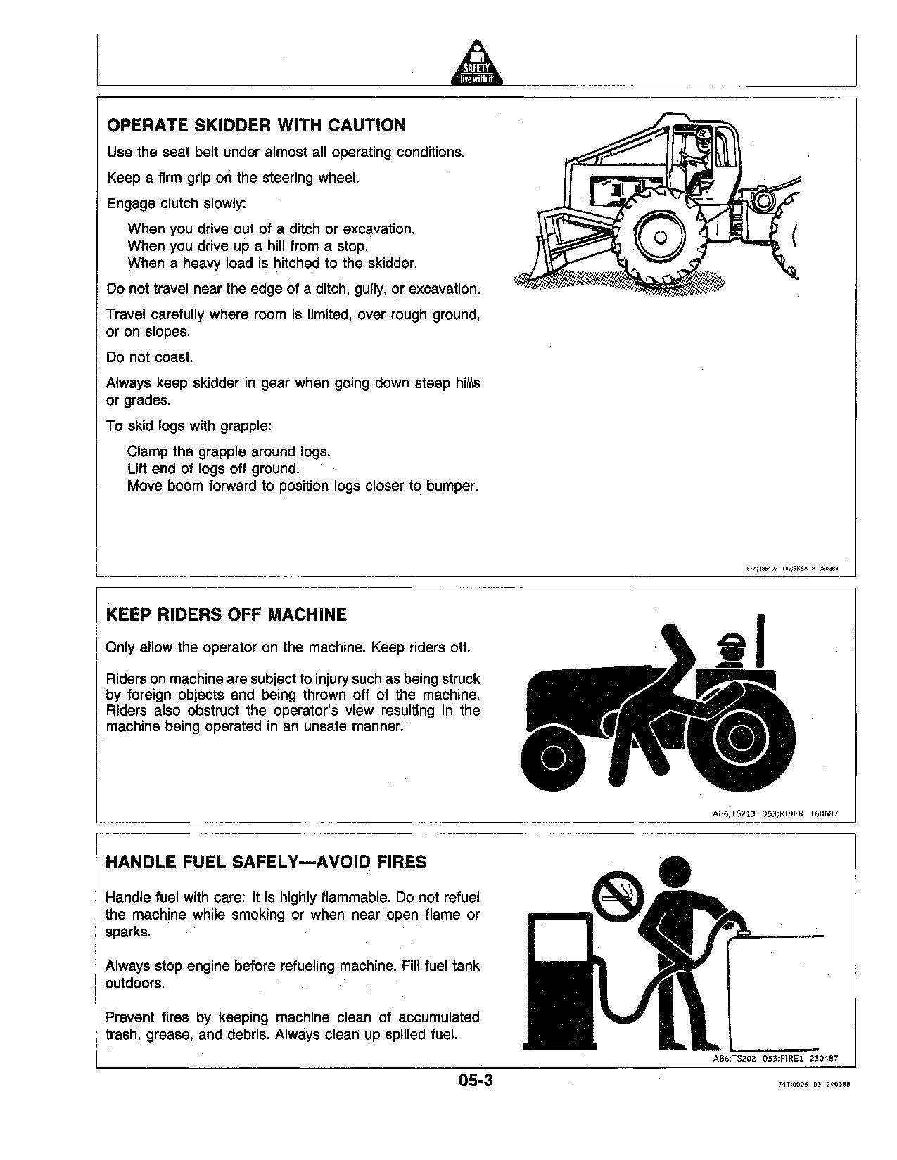 JOHN DEERE 440D 448D SKIDDER OPERATORS MANUAL