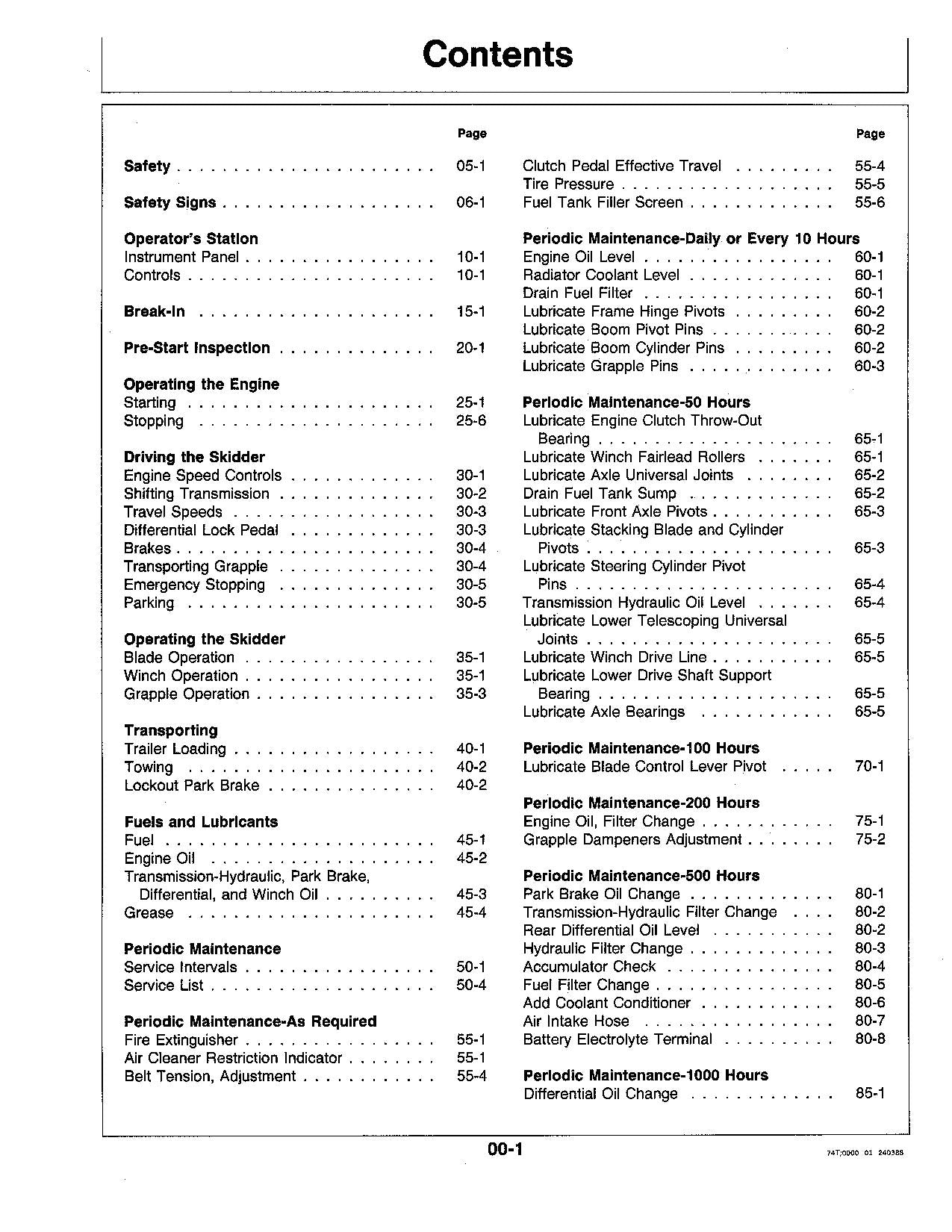 JOHN DEERE 440D 448D SKIDDER OPERATORS MANUAL