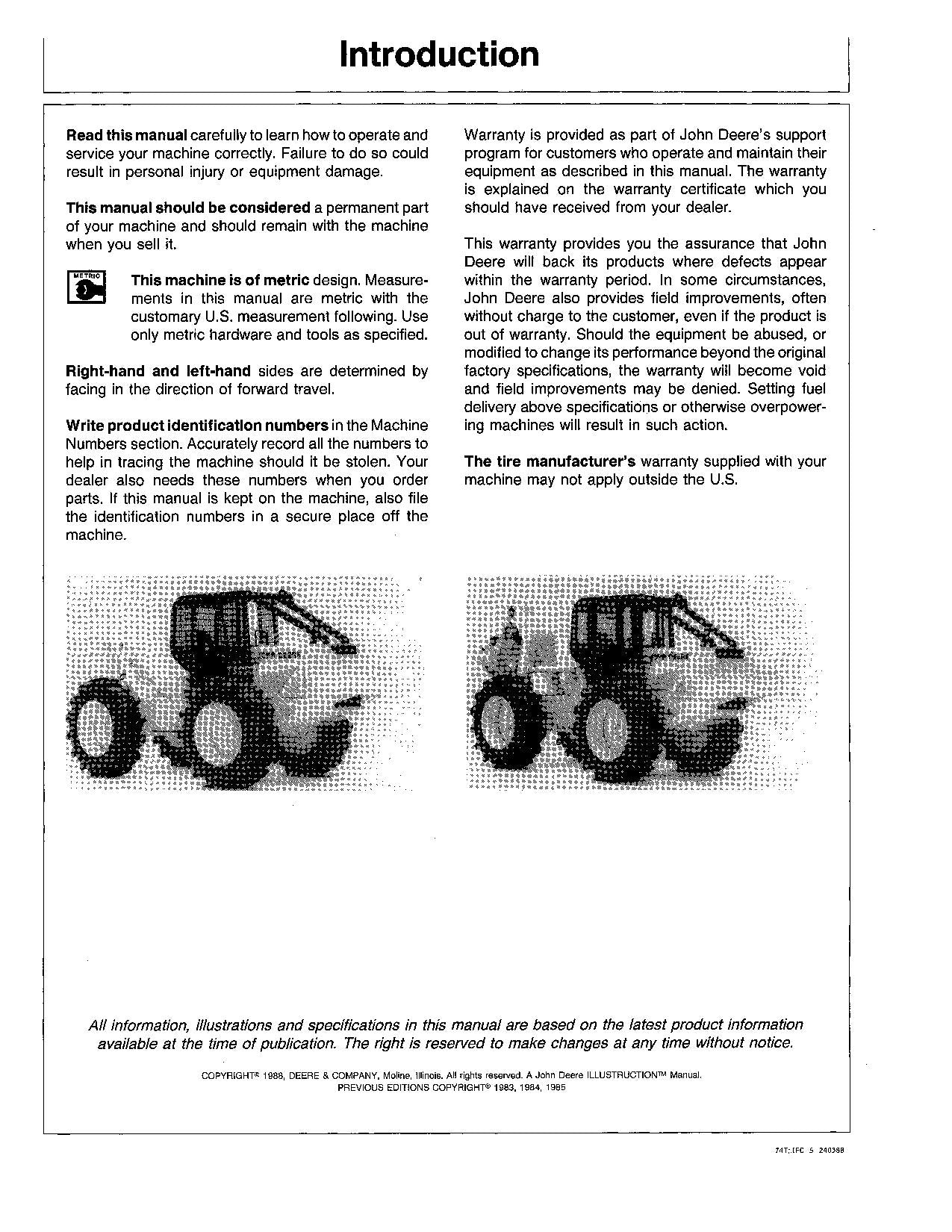 JOHN DEERE 440D 448D SKIDDER OPERATORS MANUAL