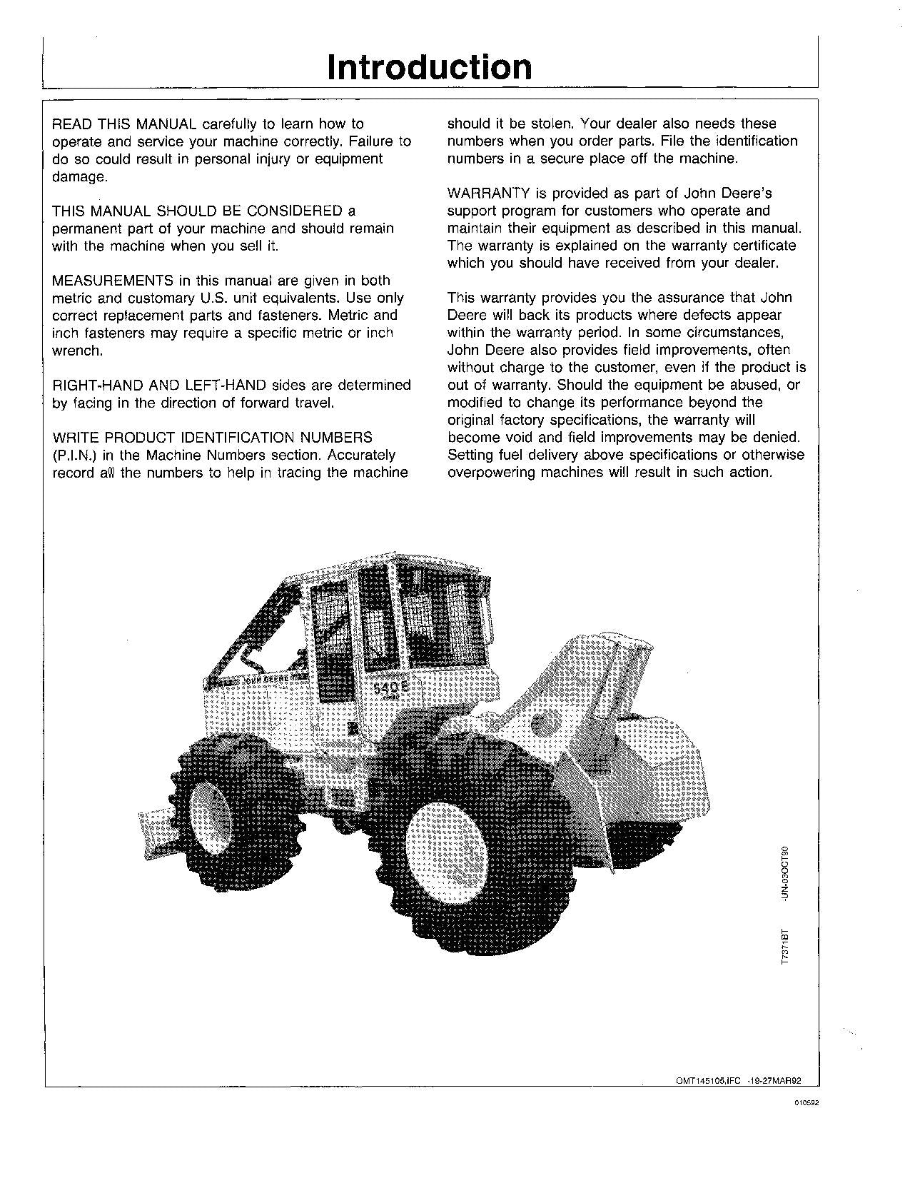 JOHN DEERE 540E 548E SKIDDER  OPERATORS MANUAL #1