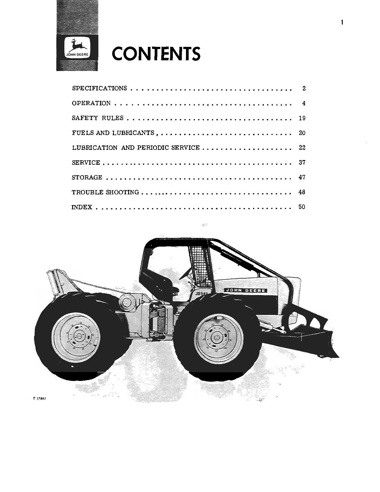 JOHN DEERE 540 SKIDDER - BEDIENUNGSANLEITUNG