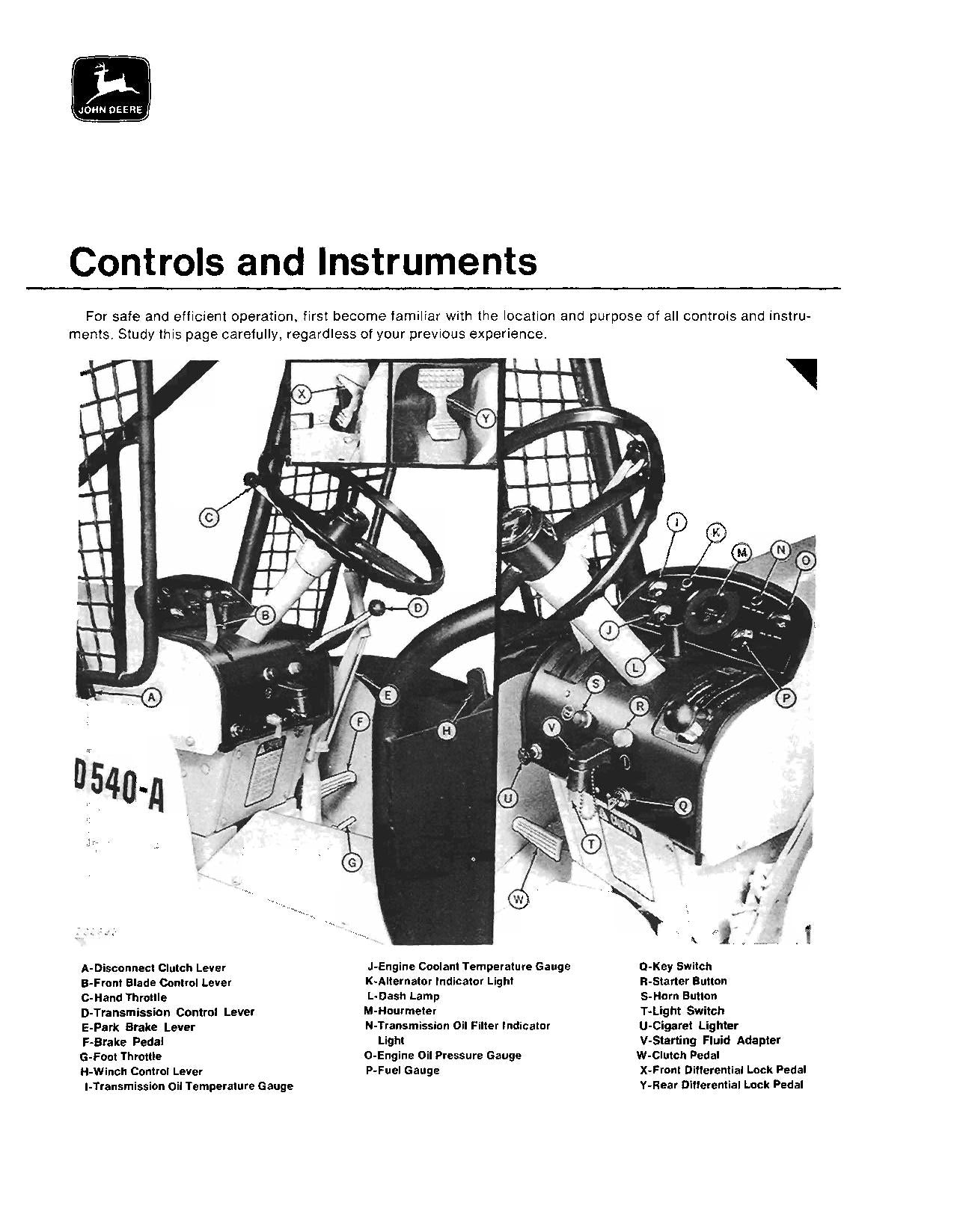 JOHN DEERE 540A SKIDDER OPERATORS MANUAL