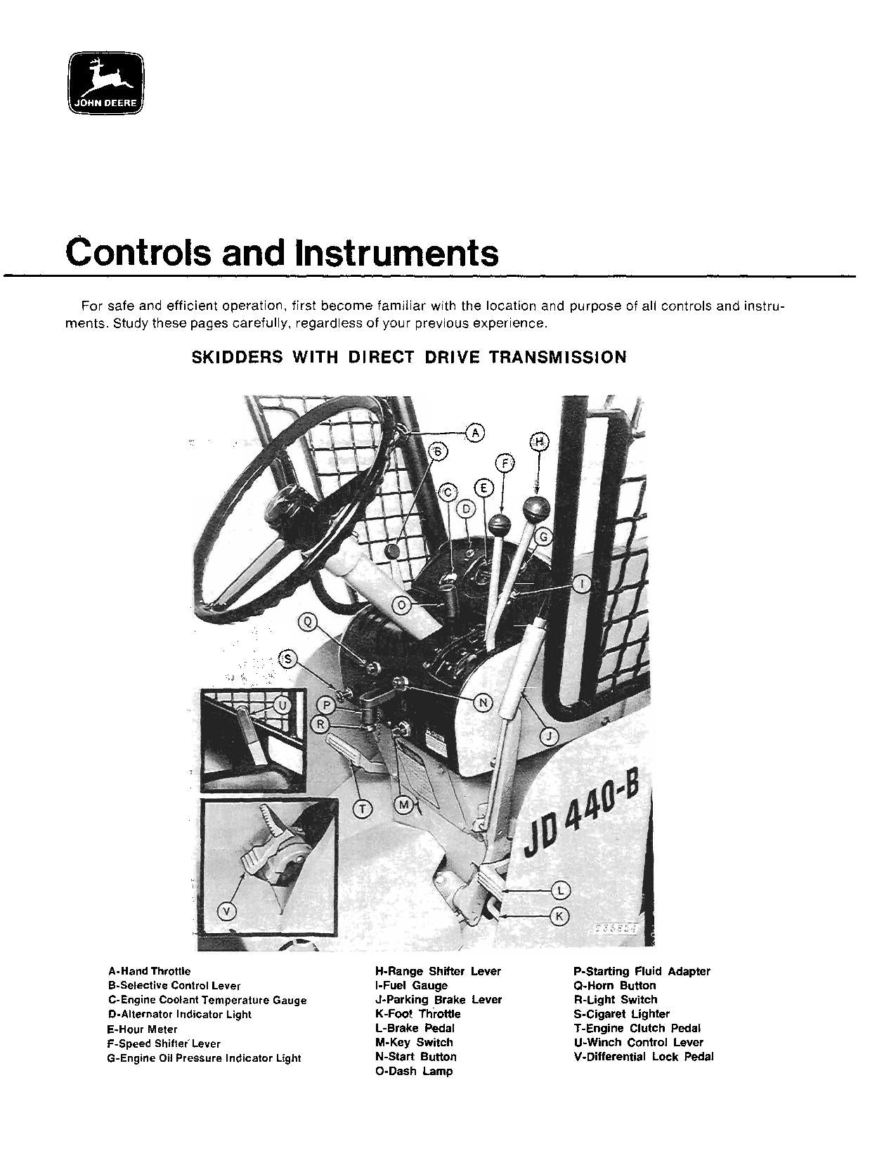 JOHN DEERE 440B SKIDDER OPERATORS MANUAL