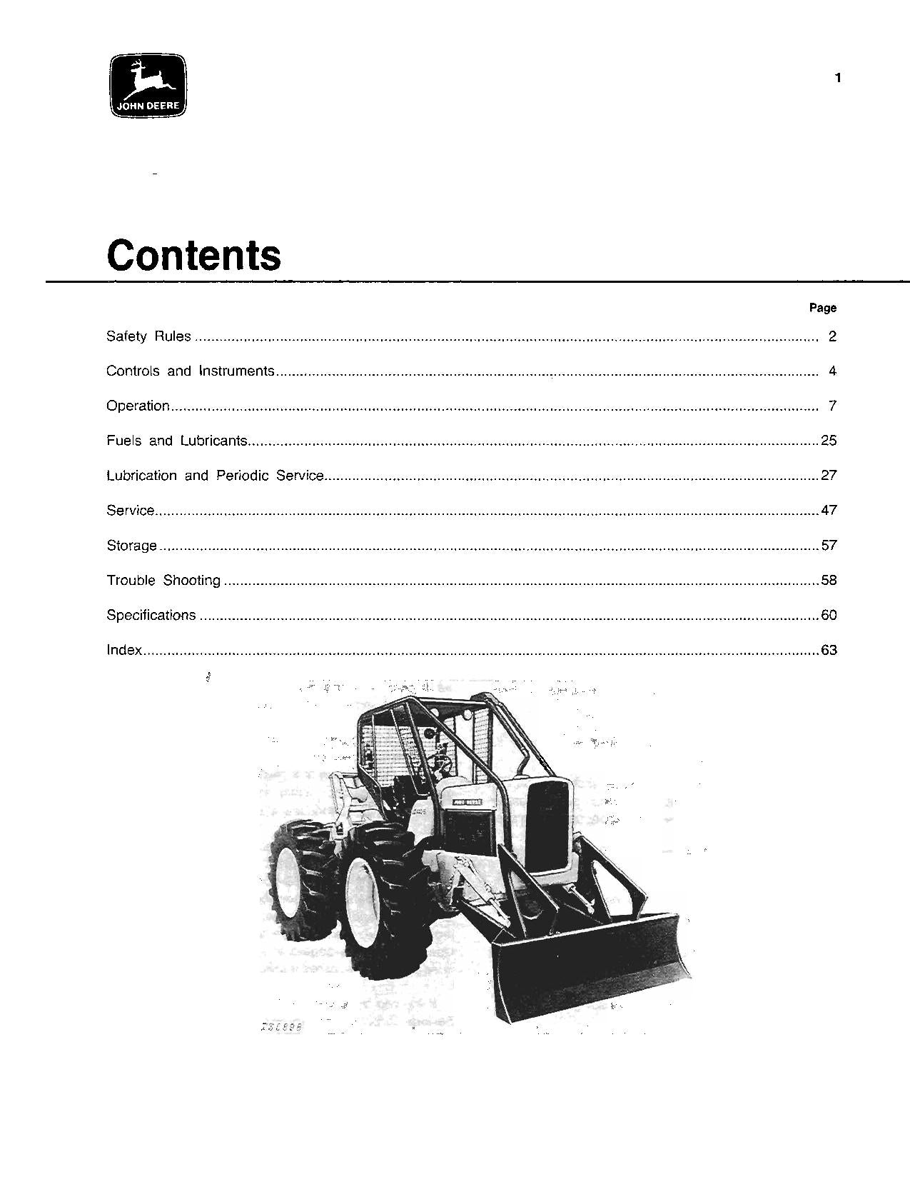 JOHN DEERE 440B SKIDDER OPERATORS MANUAL